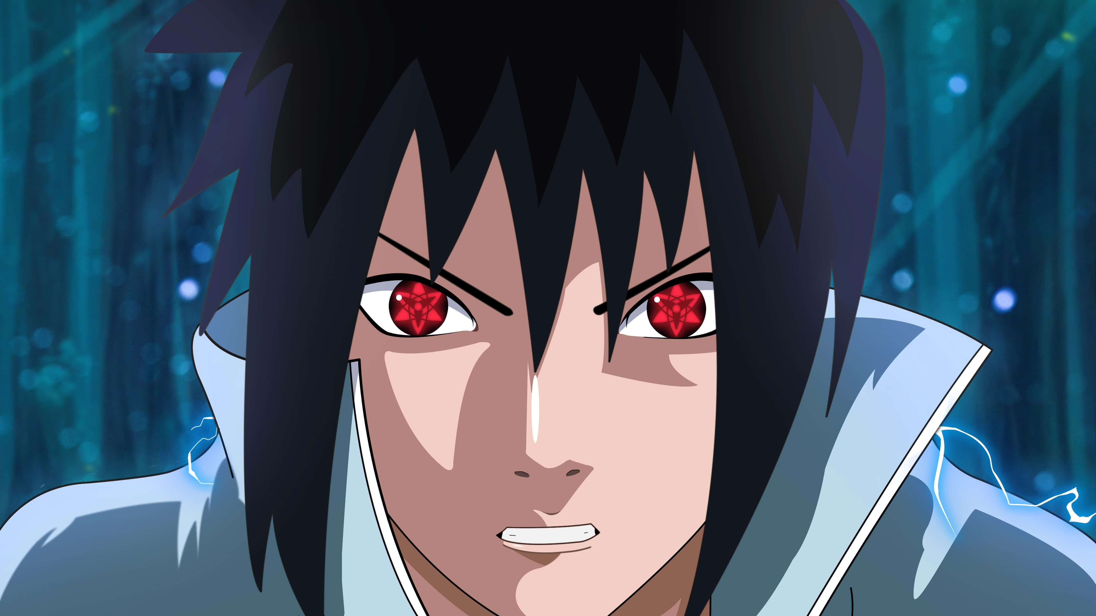 Uchiha Clan, red eyes, black spiky hair, 4K Desktop Wallpaper