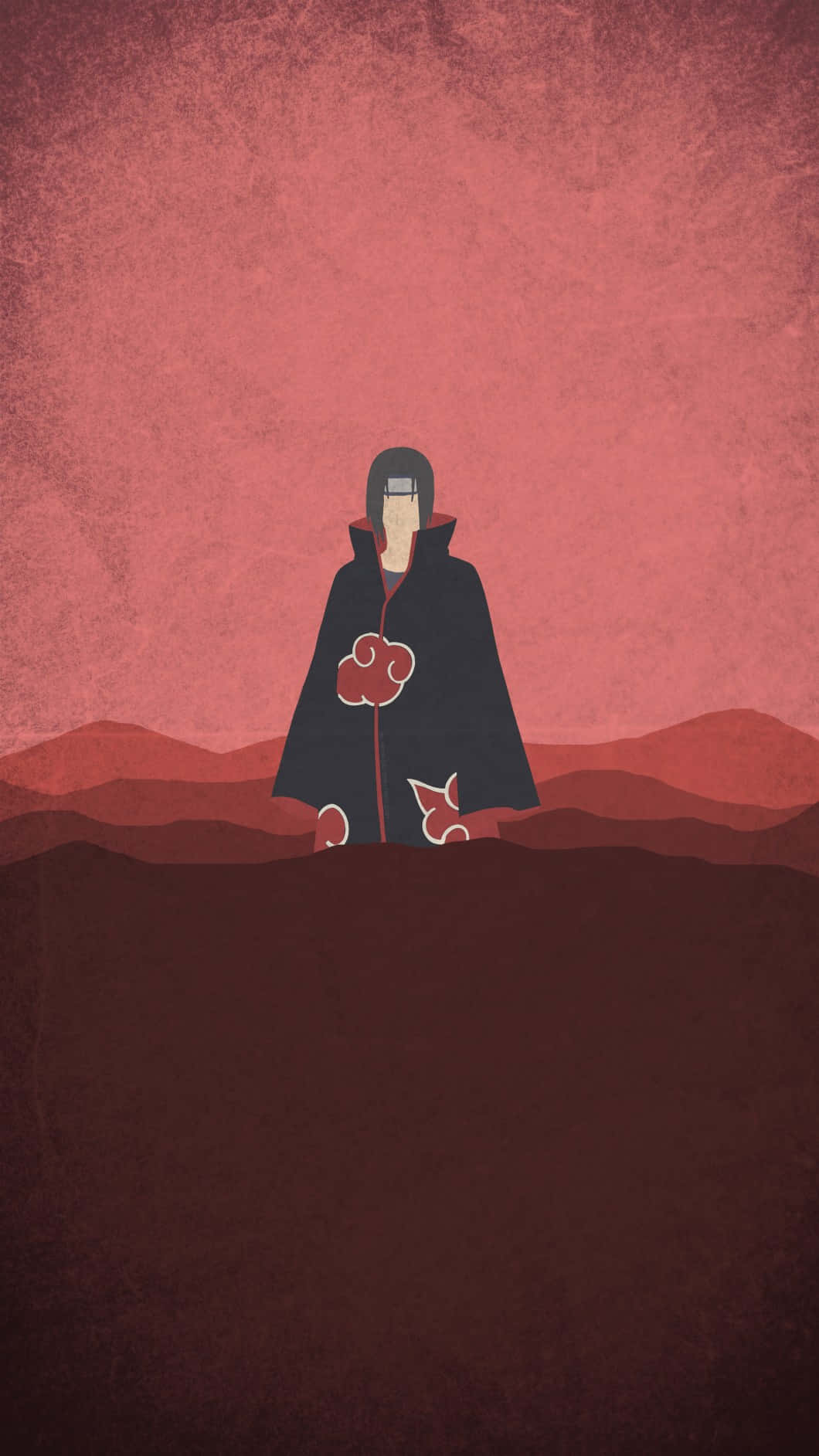 Uchiha iPhone, black cloak, red clouds, HD Phone Wallpaper