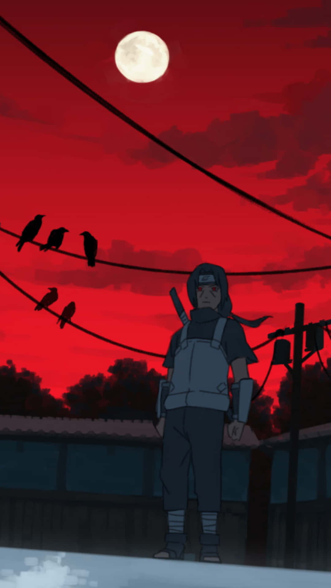 Uchiha iPhone, anime ninja, blood red sky, Full HD Phone Wallpaper