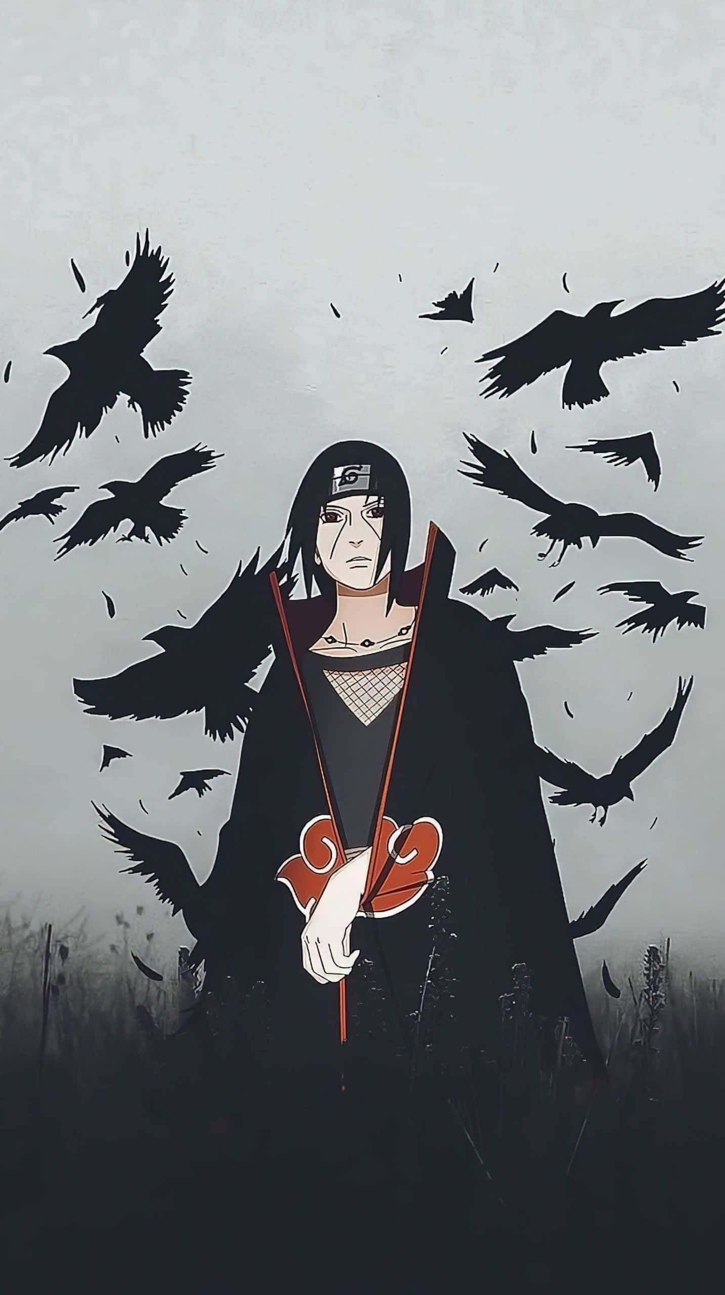 Uchiha iPhone, anime character, black cloak, 2K Phone Wallpaper