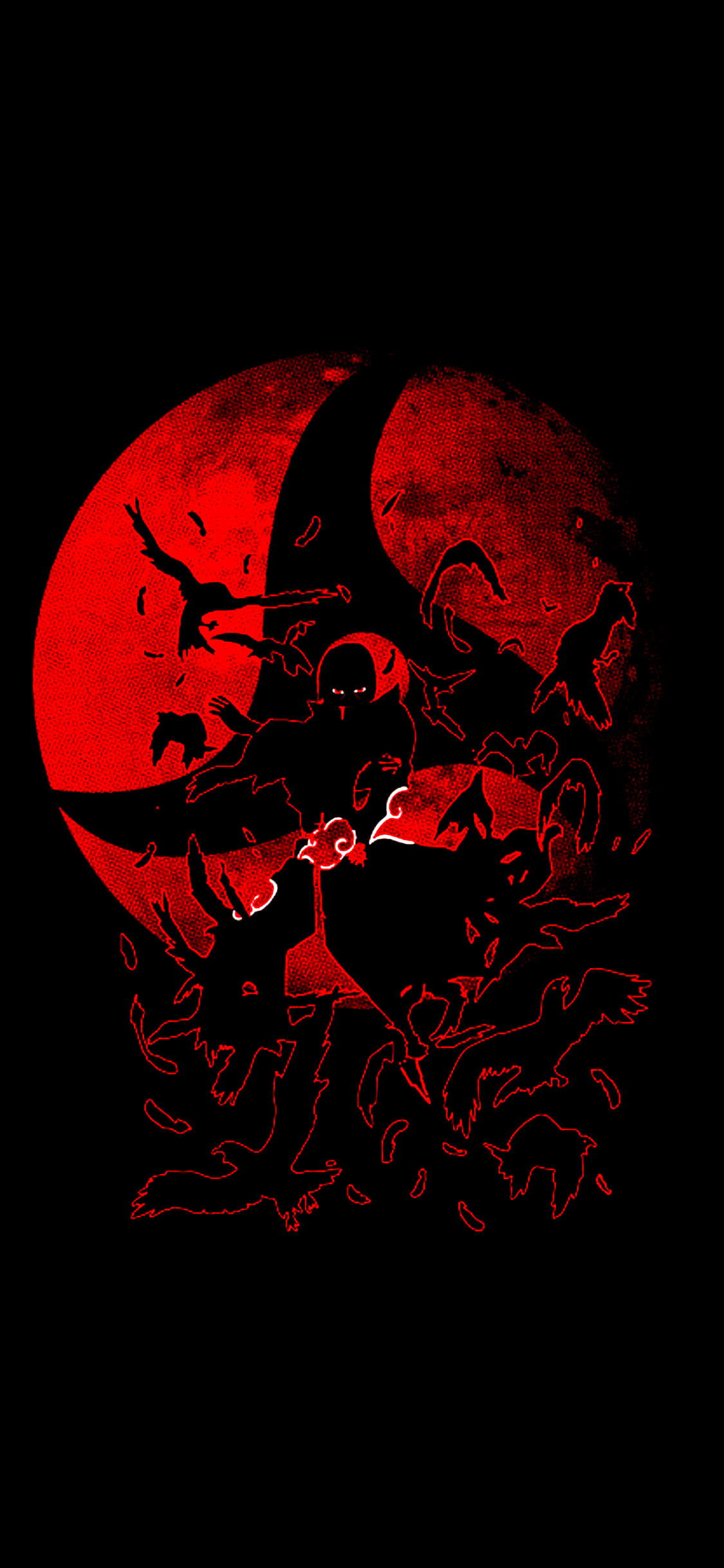 Uchiha, iPhone, red silhouette, Full HD Phone Wallpaper