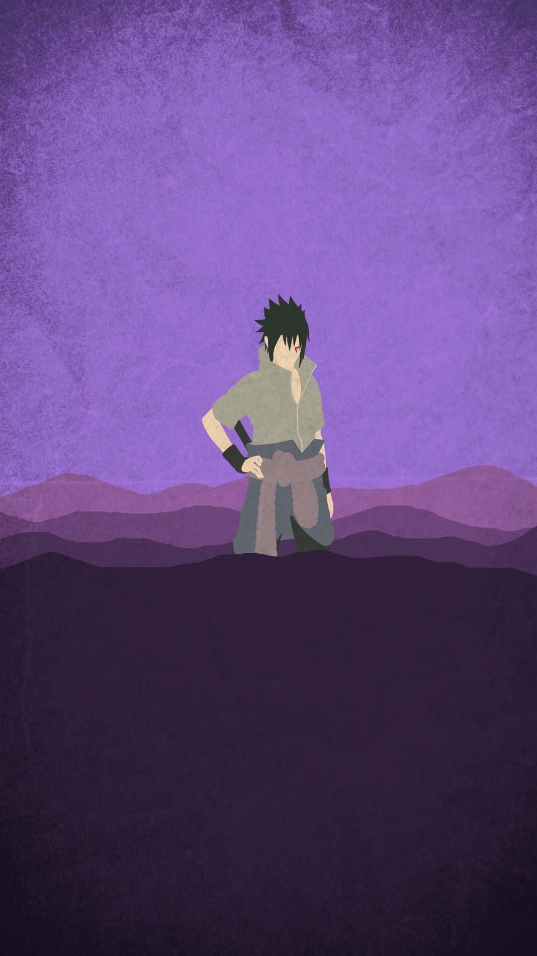 Uchiha iPhone, purple mountain ridge, textured violet sky, Full HD Phone Wallpaper