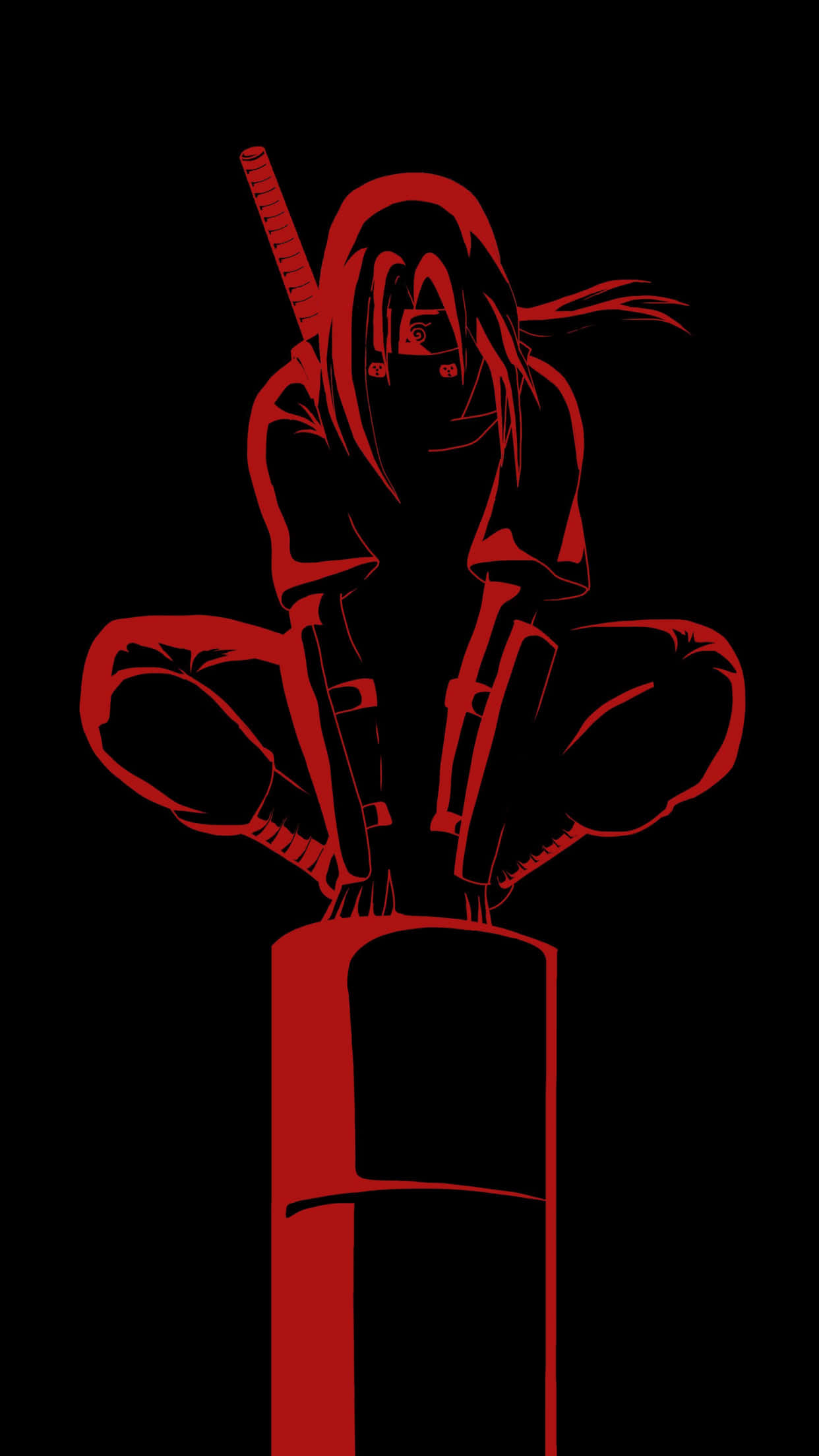 Uchiha iPhone, 1242 x 2208, red silhouette, Full HD Phone Wallpaper