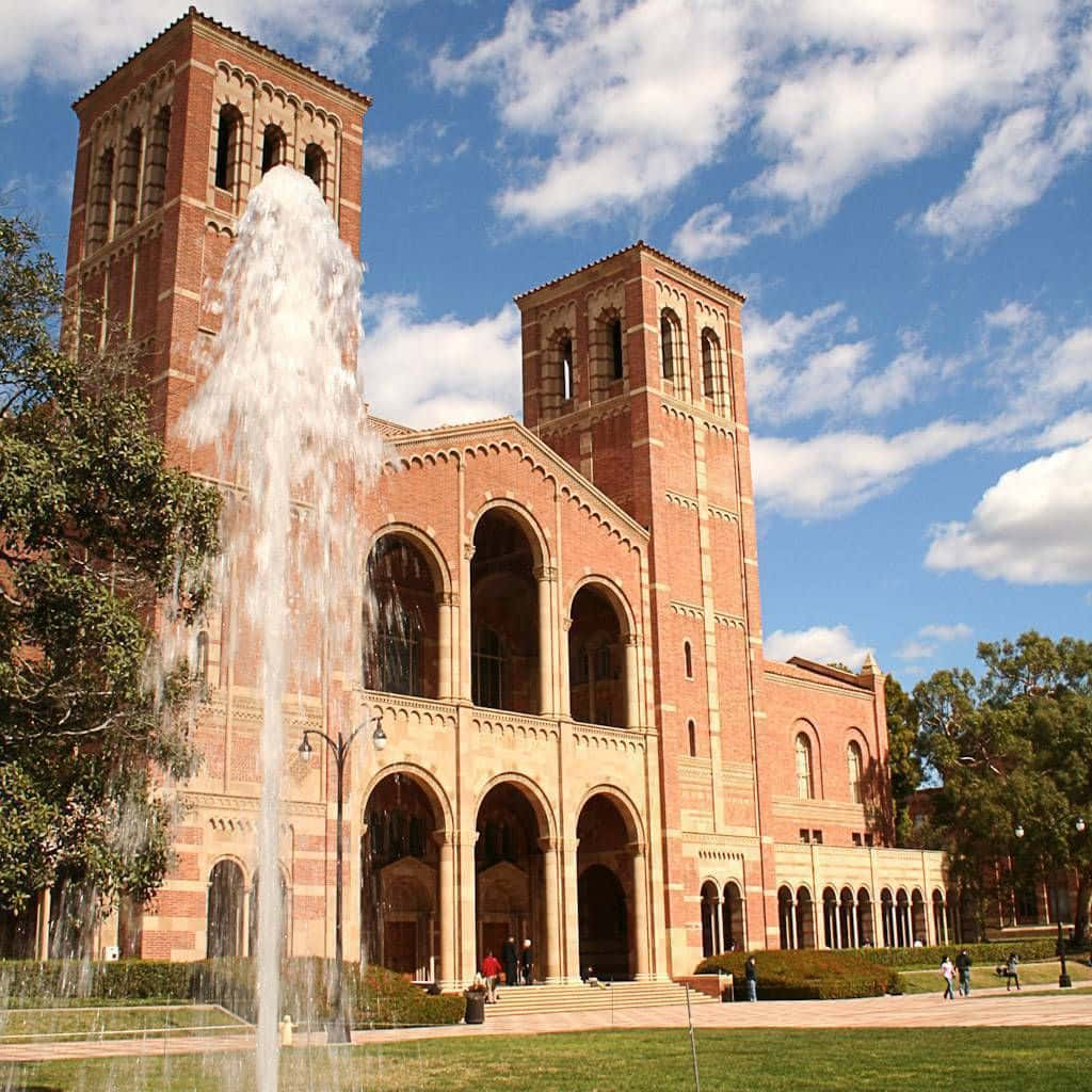 UCLA Campus, red brick university building, twin towers, SD Desktop Wallpaper