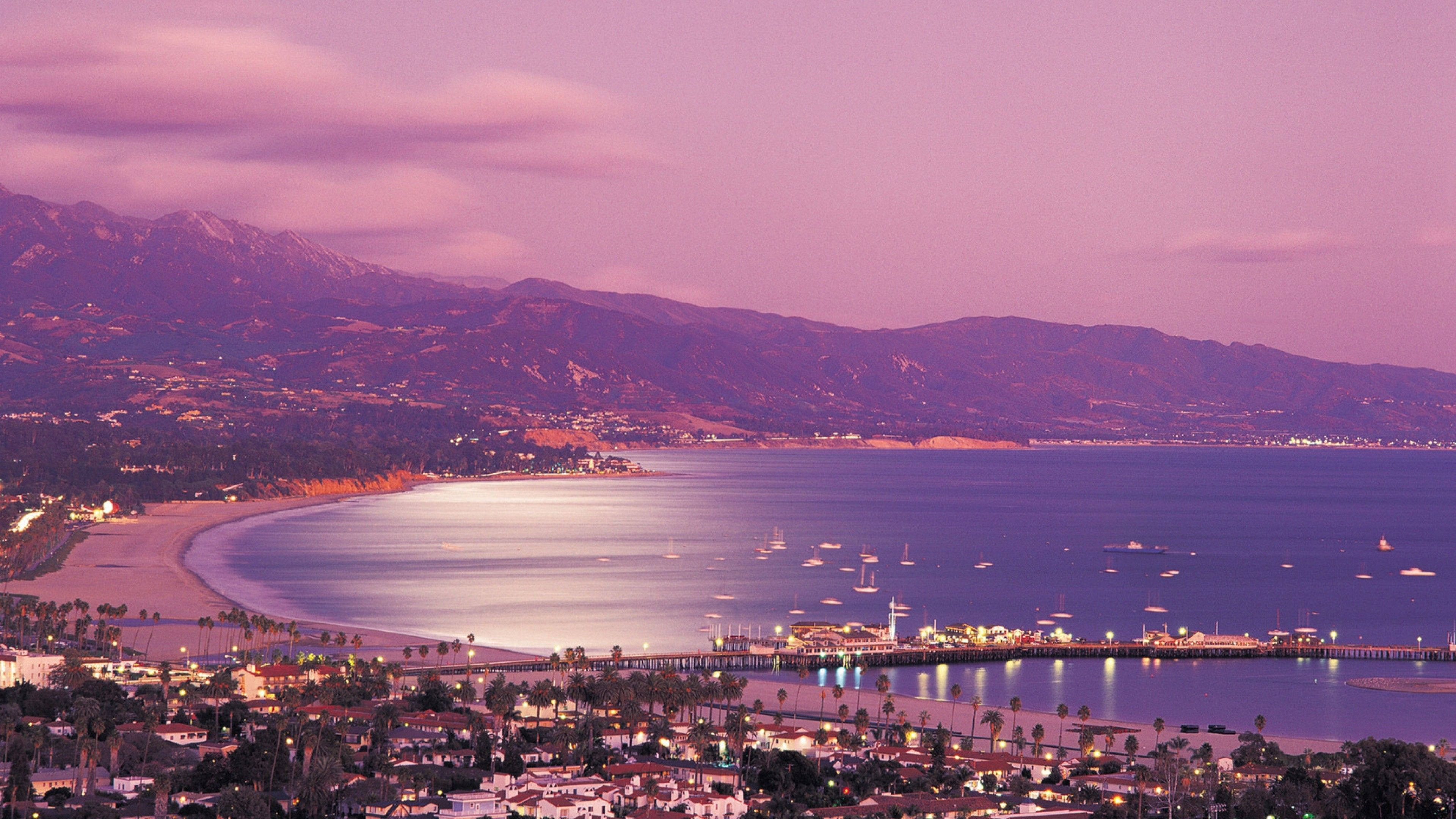 UCSB, sunset, purple skies, 4K Desktop Wallpaper