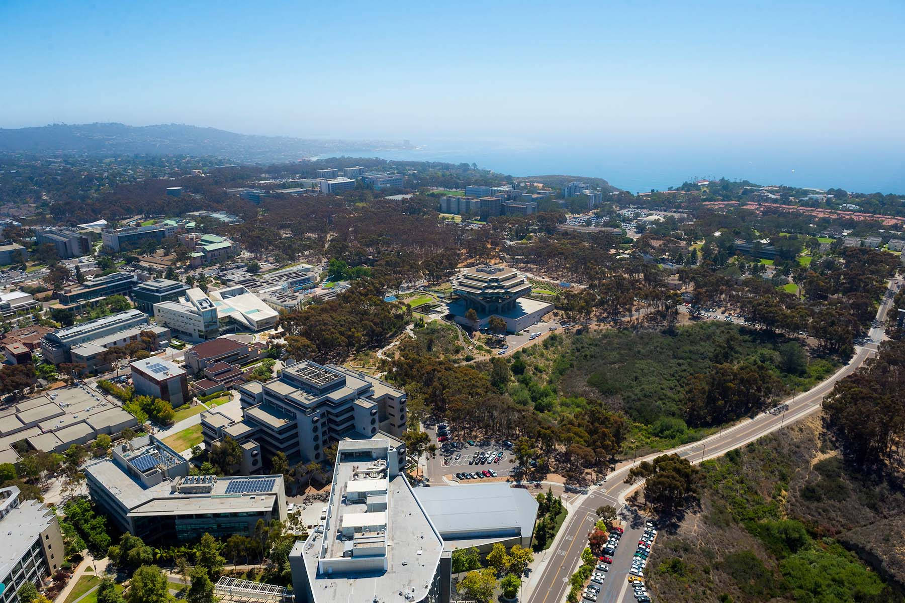 UCSD, aerial view, ocean, HD Desktop Wallpaper