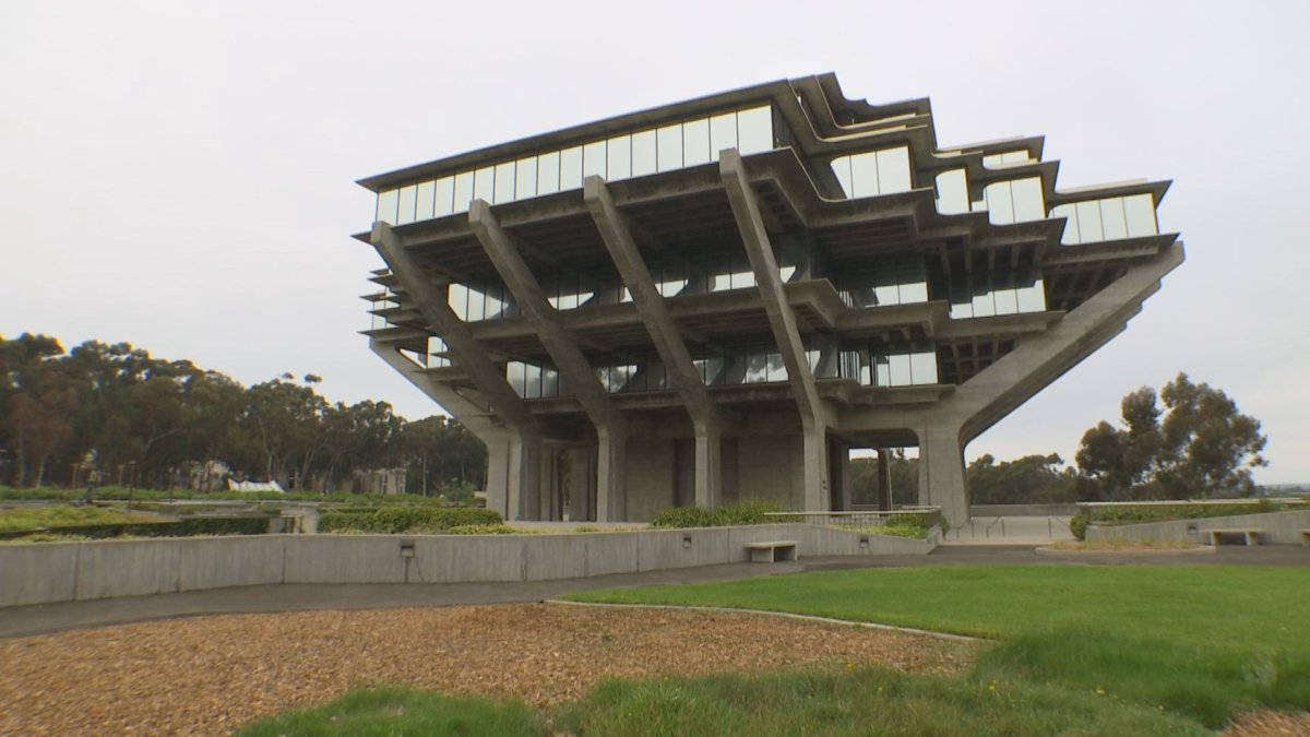 UCSD, brutalist concrete building, tiered glass balconies, SD Desktop Wallpaper