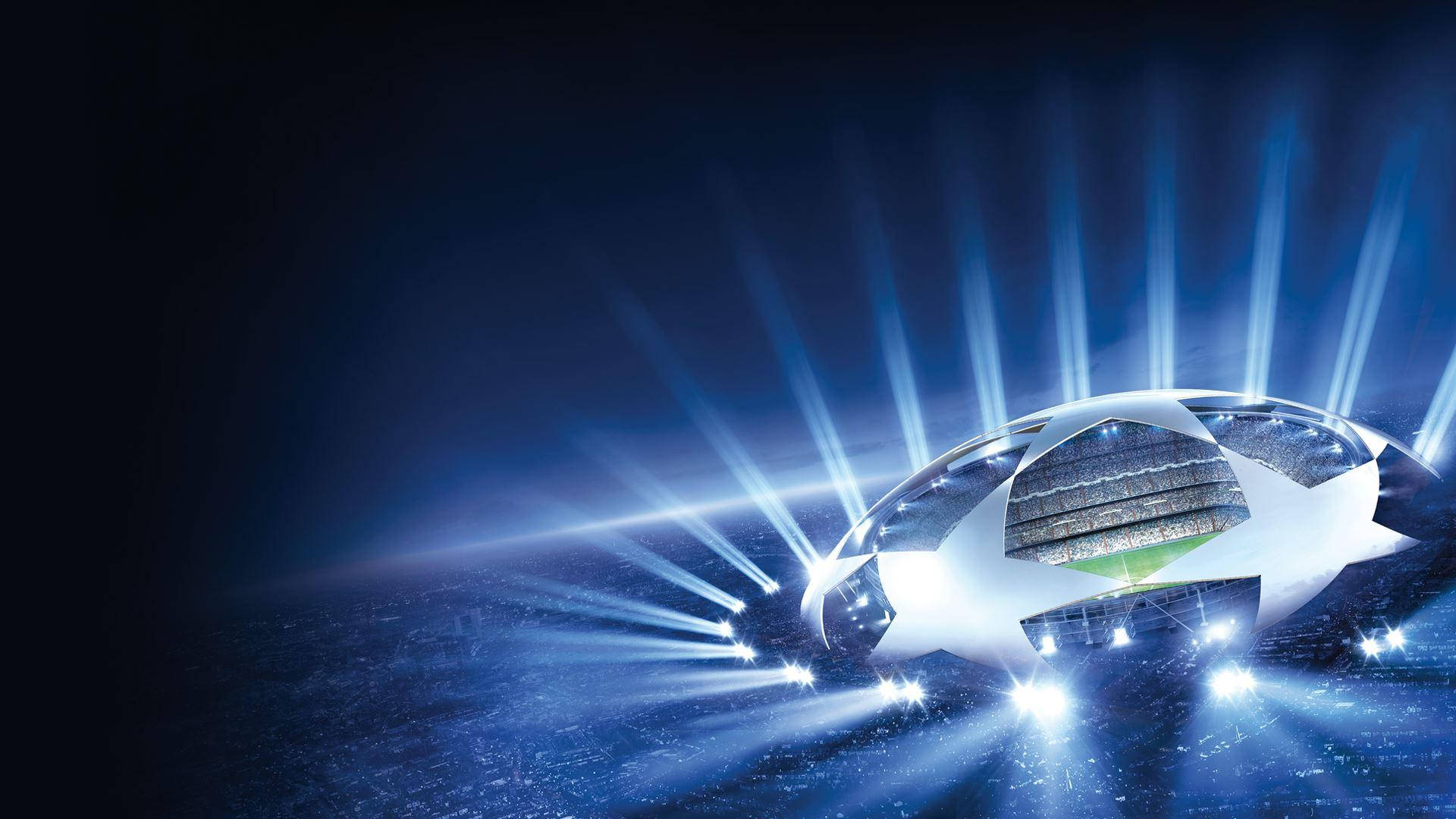 UEFA Champions League, intergalactic stadium, glowing soccer ball, Full HD Desktop Wallpaper