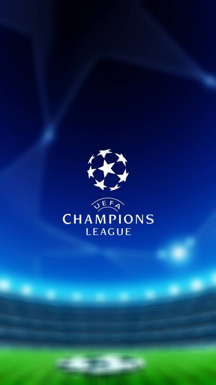 UEFA Champions League, glowing blue lights, green pitch, HD Phone Wallpaper