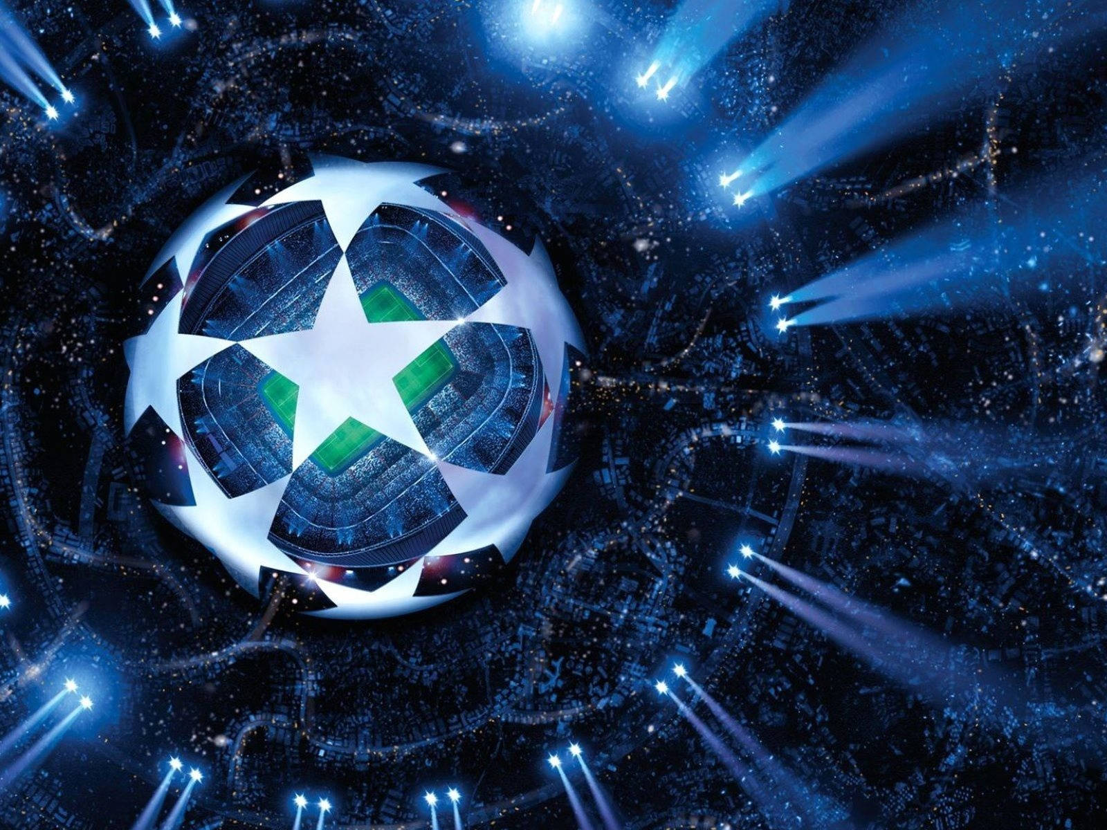 UEFA Champions League, stadium, night, HD Desktop Wallpaper