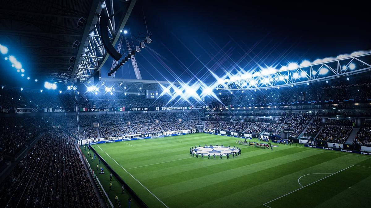 UEFA Champions League, soccer stadium, night, SD Desktop Wallpaper