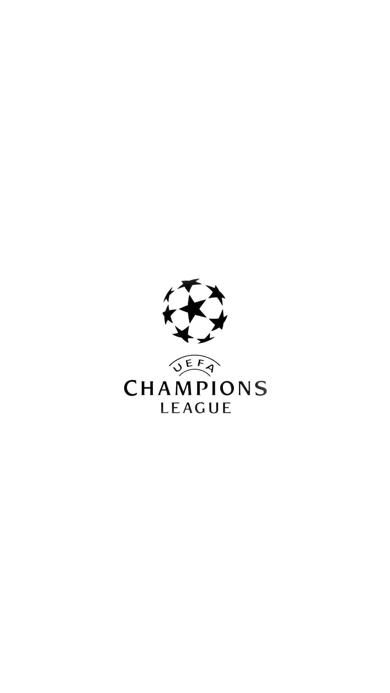 UEFA Champions League, black, white background, Full HD Phone Wallpaper