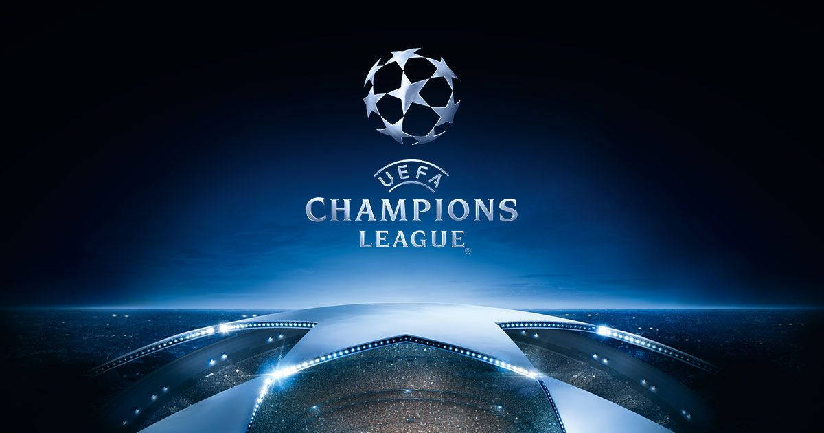 UEFA Champions League, futuristic stadium, deep blue night sky, SD Desktop Wallpaper