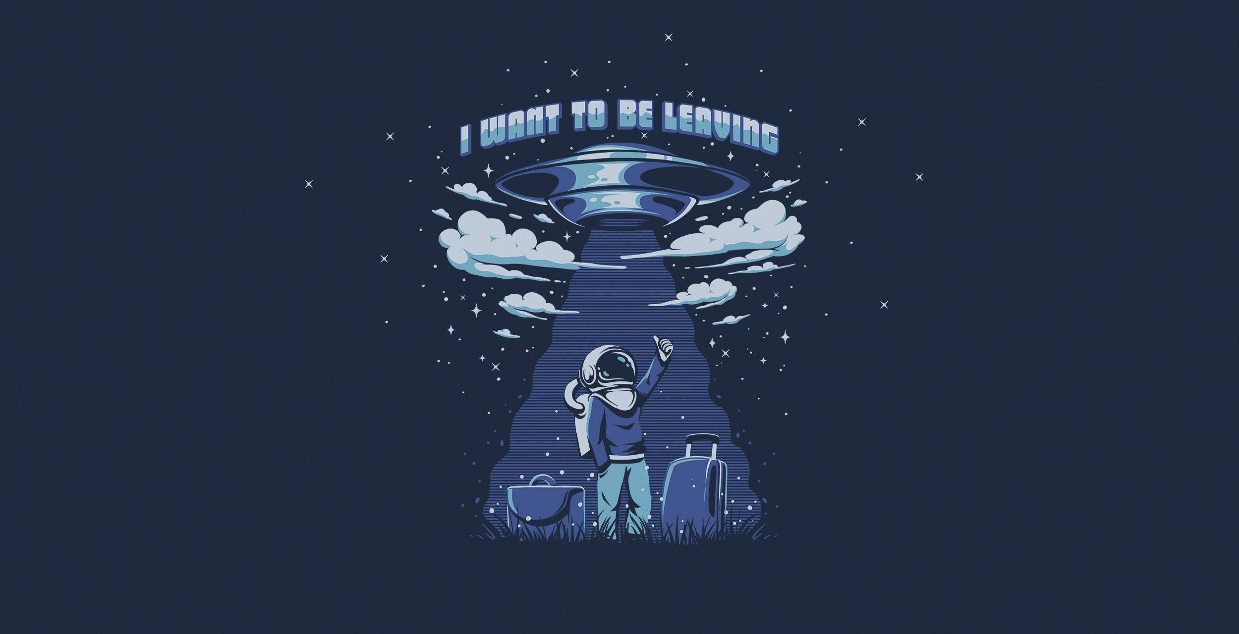 astronaut, UFO, beam of light, Full HD Desktop Wallpaper