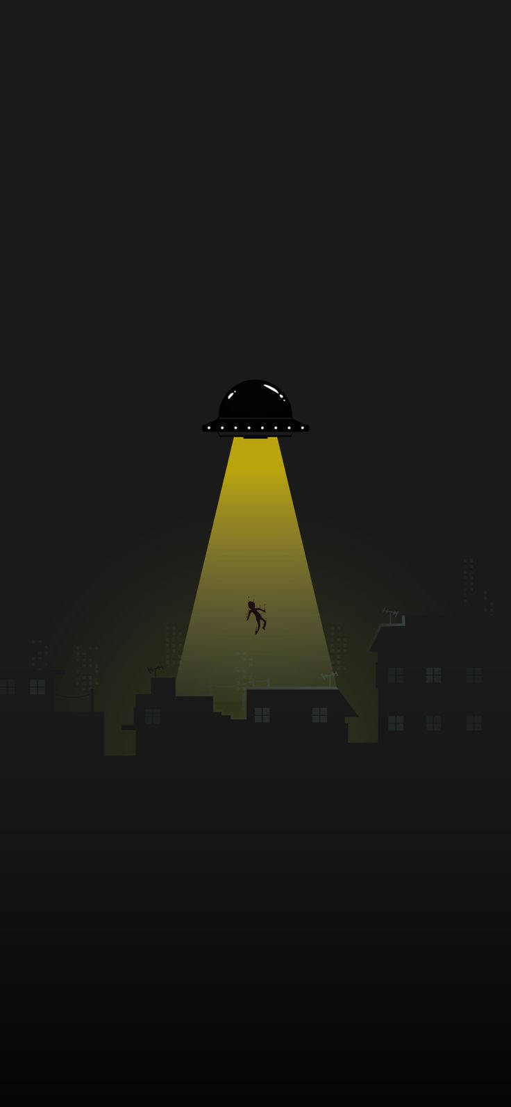Minimalist UFO, person, dark cityscape, HD Phone Wallpaper