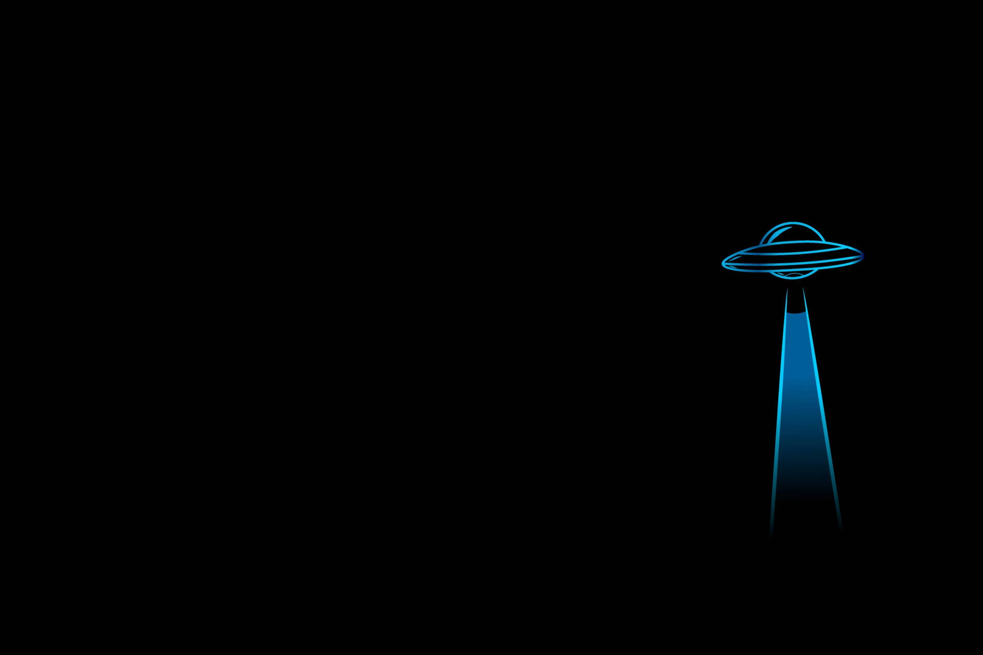 Minimalist UFO, Neon Blue, glowing blue UFO, Full HD Desktop Wallpaper