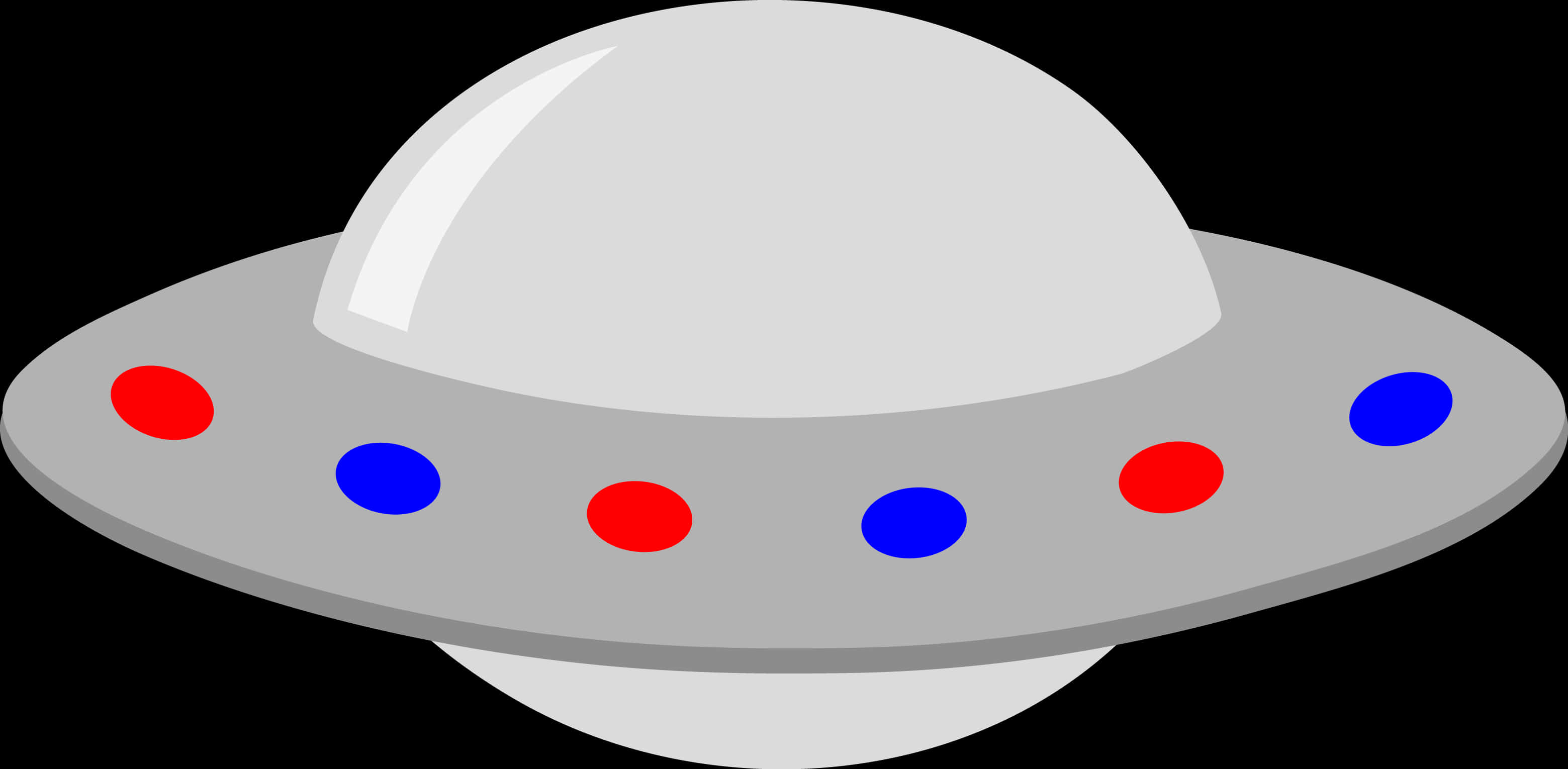 classic u f o, silver flying saucer, red and blue lights, 2K Desktop Wallpaper