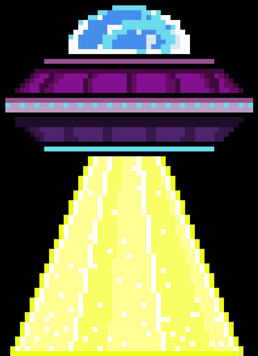 pixel-art UFO, purple body, blue top, SD Phone Wallpaper