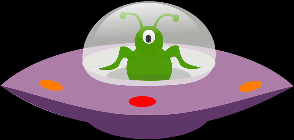 green alien, one eye, purple flying saucer, SD Desktop Wallpaper