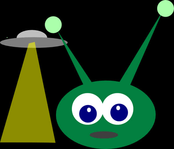 cartoon alien, UFO, green, SD Desktop Wallpaper