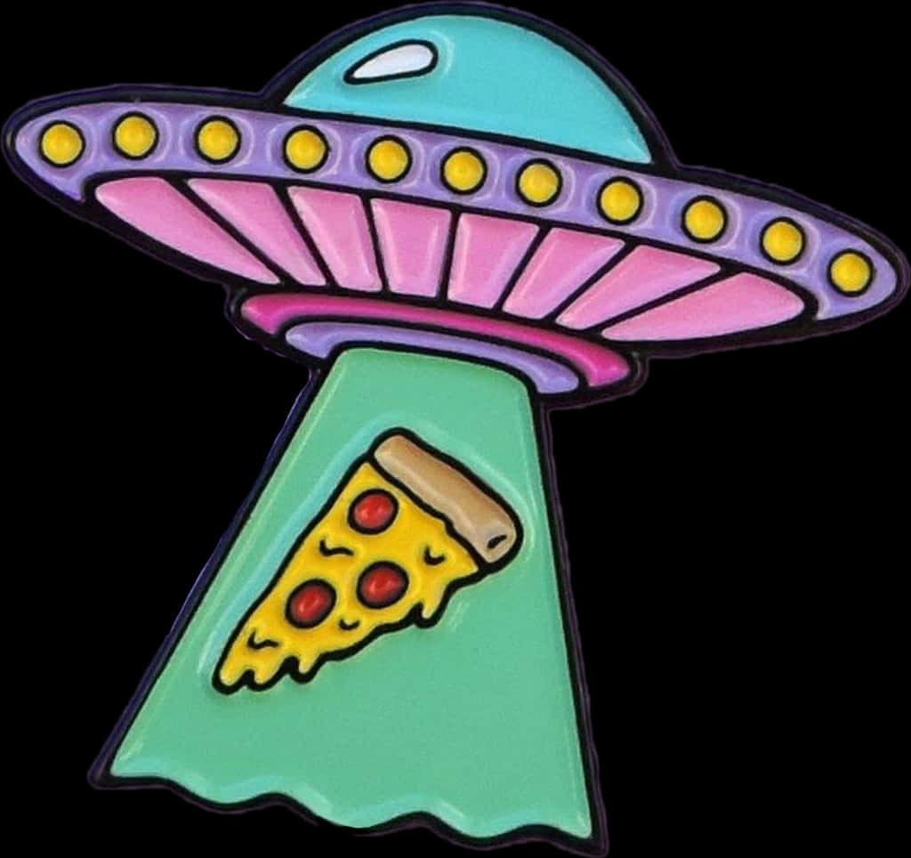 UFO, pink and purple accents, slice of pizza, SD Desktop Wallpaper