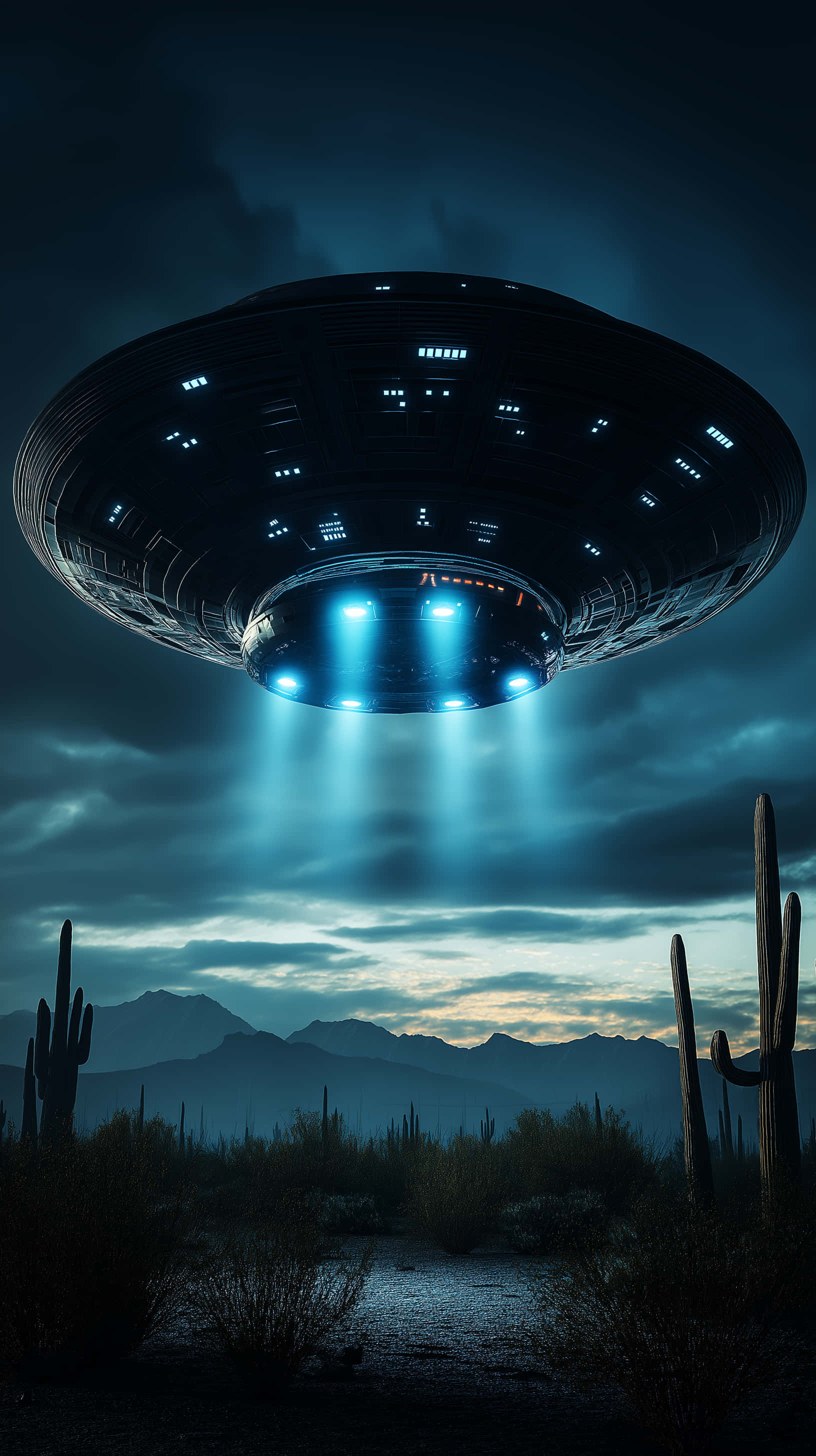 desert, UFO, saucer-shaped, 2K Phone Wallpaper