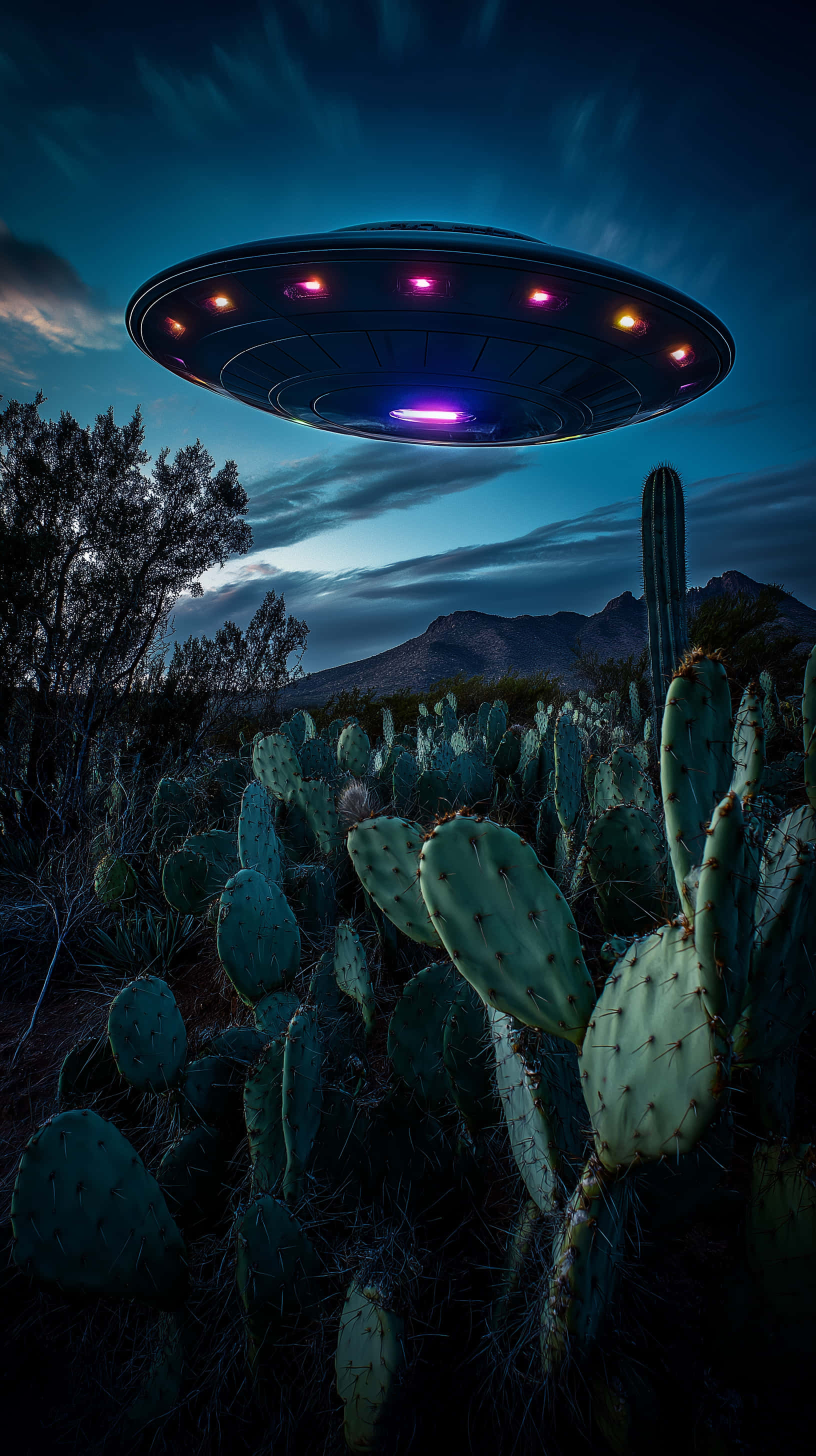 desert, UFO, saucer-shaped, 2K Phone Wallpaper