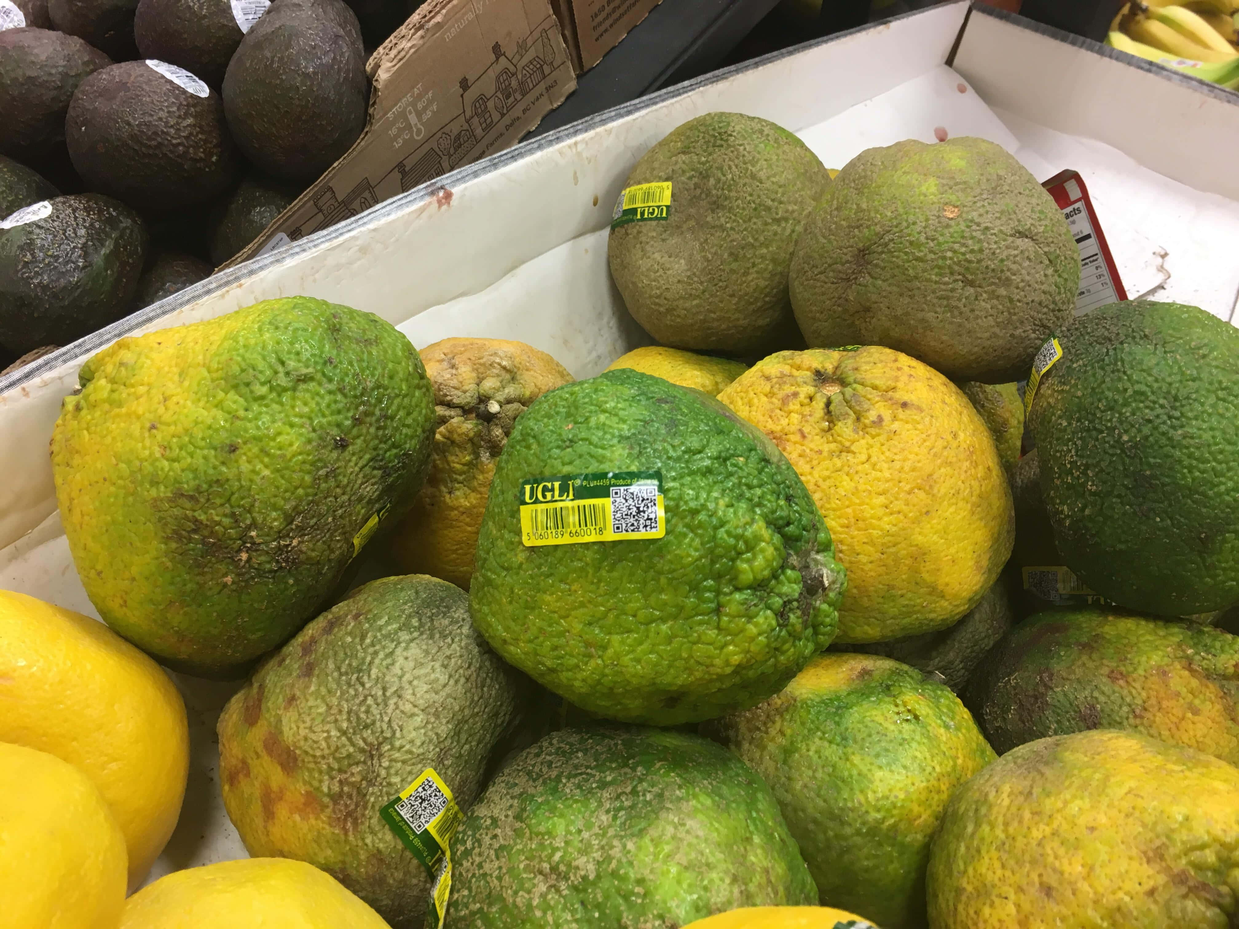 ugli fruits, green yellow skin, grocery bin, 4K Desktop Wallpaper