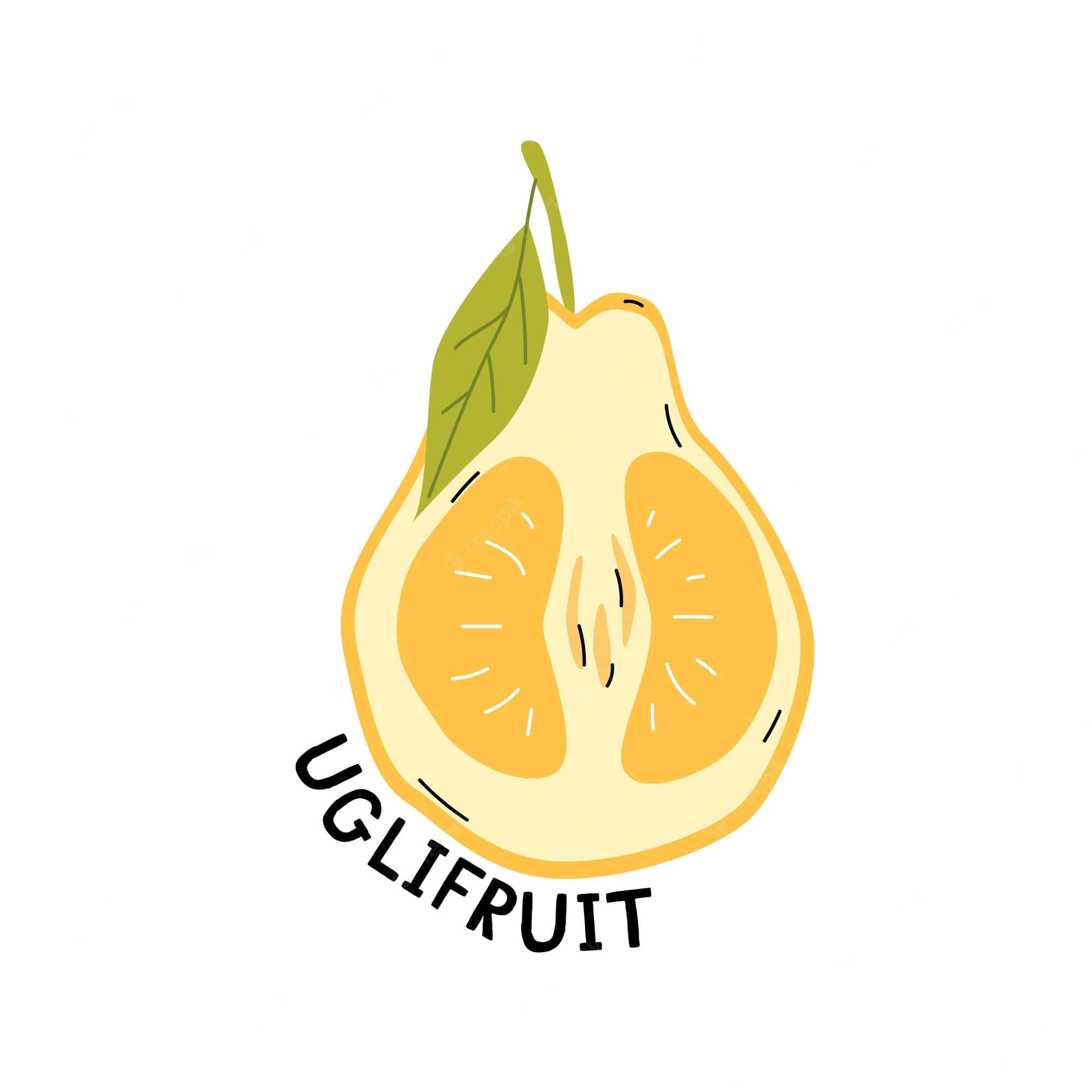 Ugli fruit, halved ugli fruit, green leaf, Full HD Desktop Wallpaper