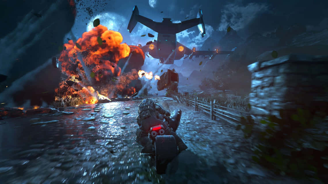 UHD 4K Game, motorcycle, rainy battlefield, SD Desktop Wallpaper