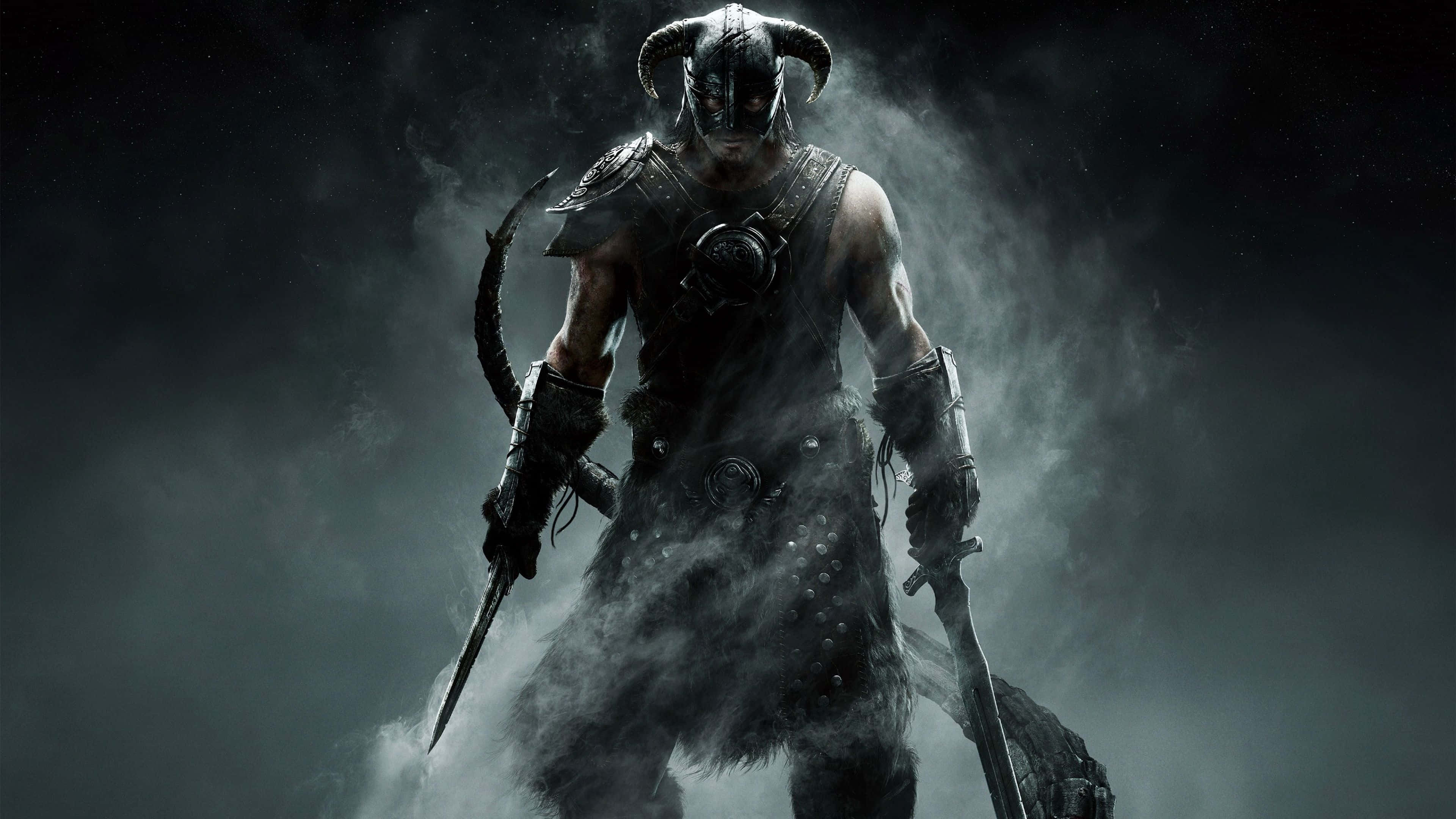 UHD 4K, dark armored warrior, horned helmet, 4K Desktop Wallpaper