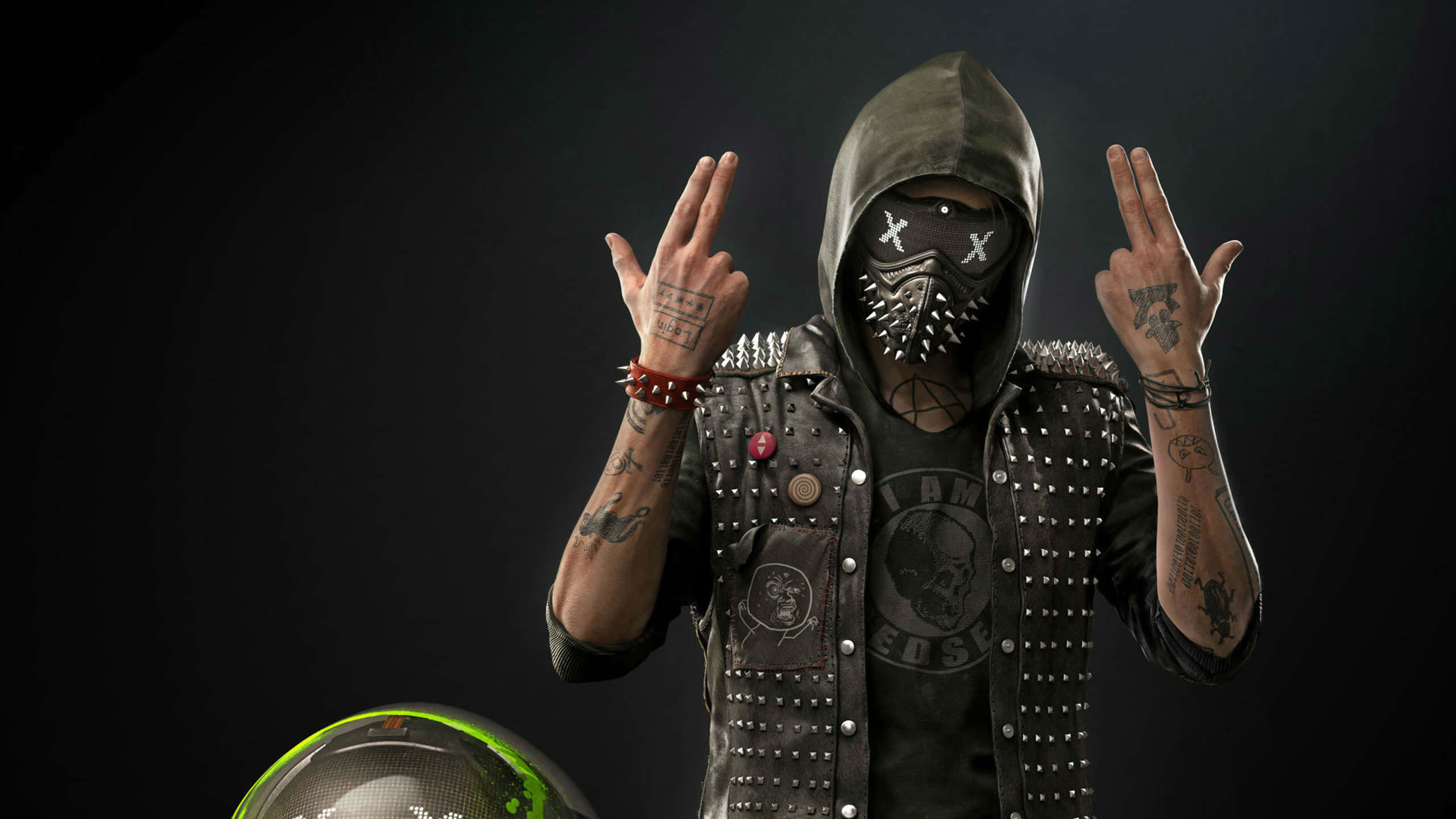 UHD 4K Game, masked punk rocker, studded leather vest, 2K Desktop Wallpaper