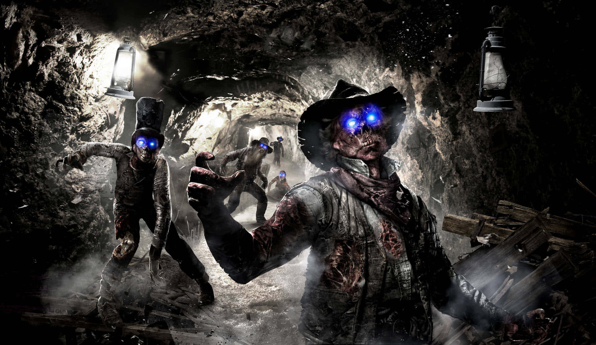 UHD 4K Game, glowing-eyed undead miners, dark, dusty cave, Full HD Desktop Wallpaper