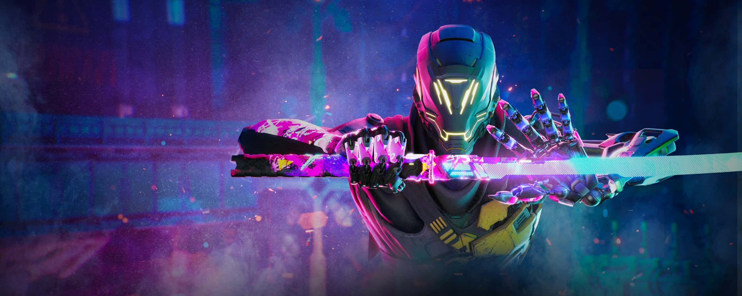 UHD 4K Game, cyberpunk haze, neon sword, 2K Desktop Wallpaper