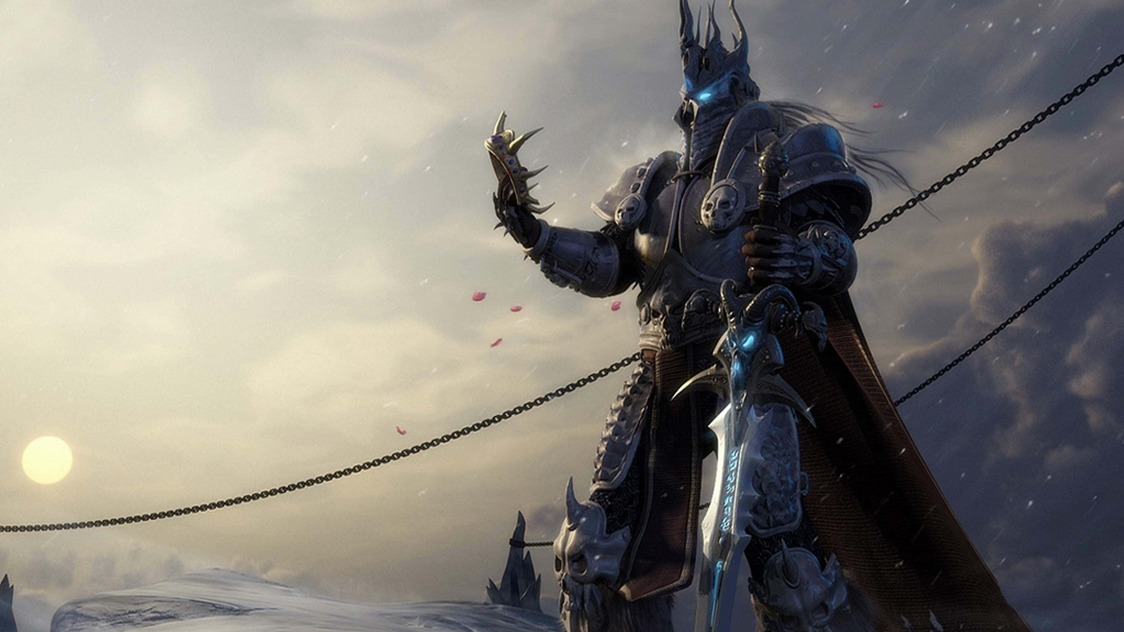 UHD 4K Game, glowing blue eyes, snowy cliff, 4K Desktop Wallpaper