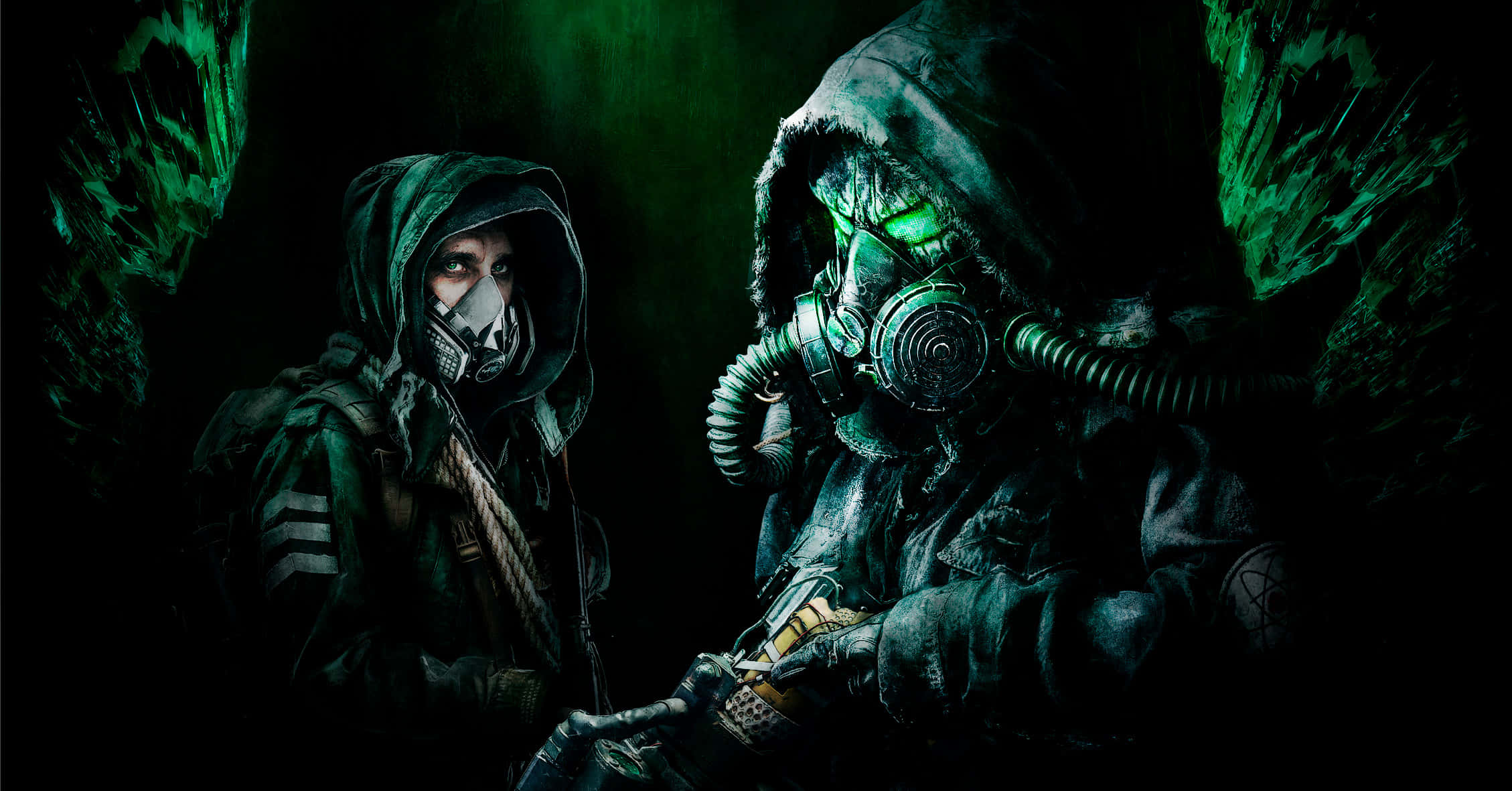 UHD 4K Game, gas masks, hooded figures, Full HD Desktop Wallpaper