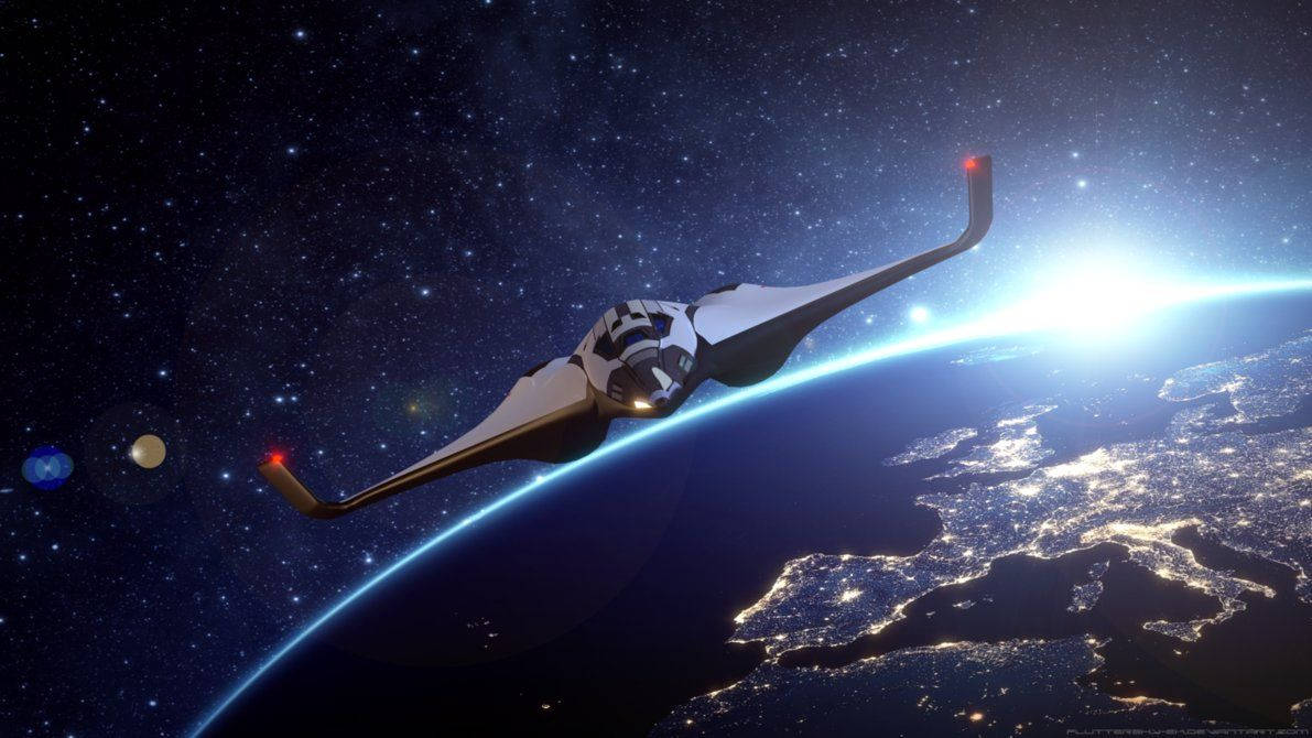 spaceship, Earth, starfield, SD Desktop Wallpaper