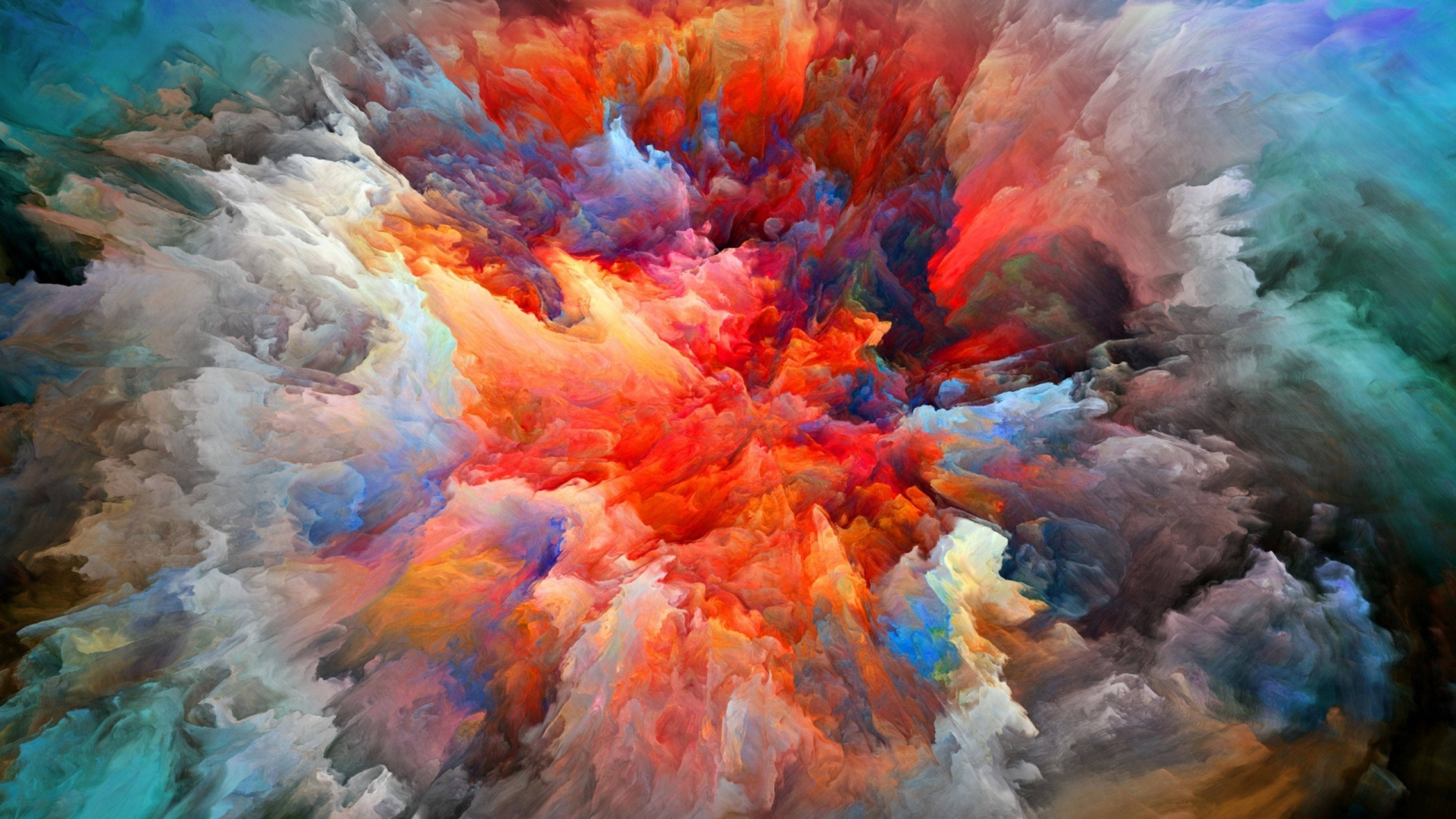 abstract color burst, fiery reds, oranges, 5K Desktop Wallpaper