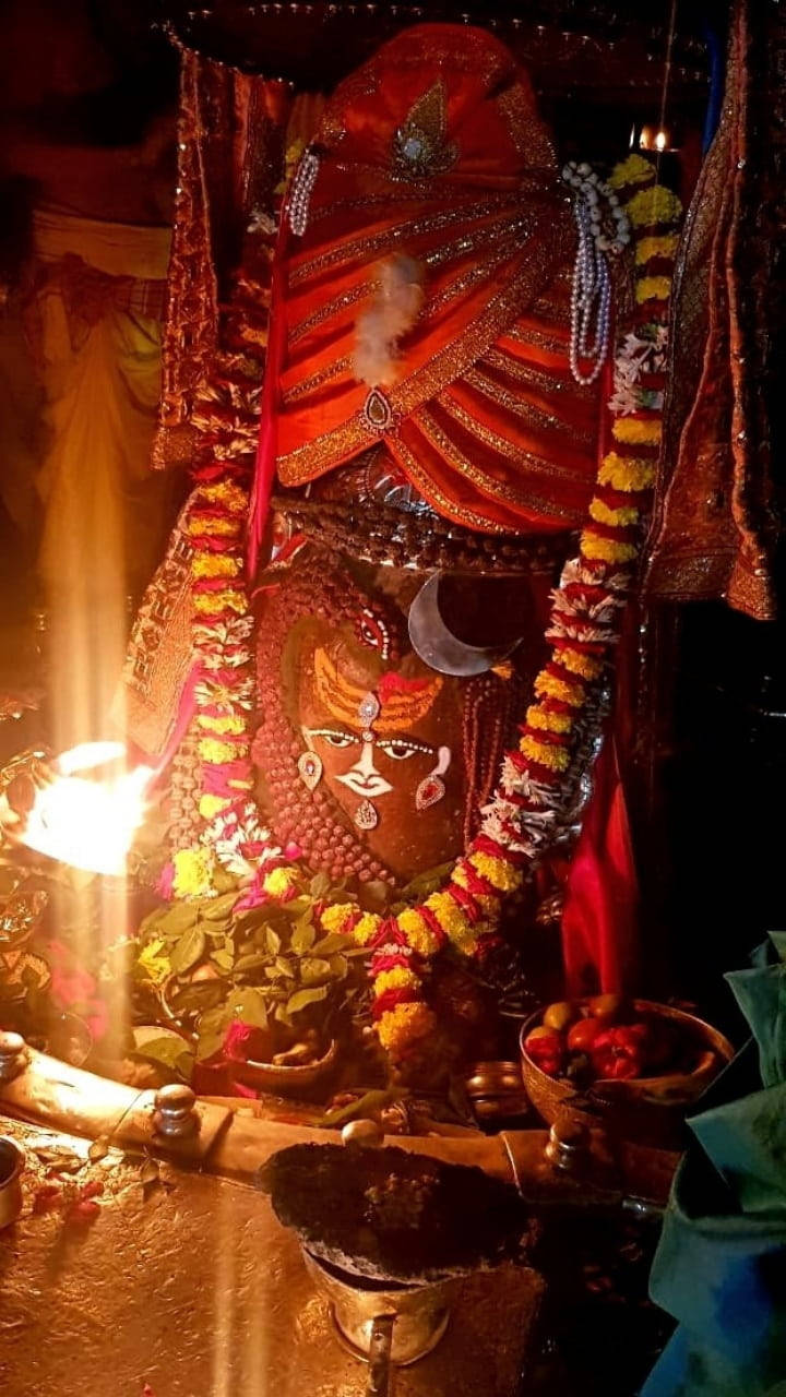 Ujjain Mahakal, Hindu deity, red fabric, HD Phone Wallpaper