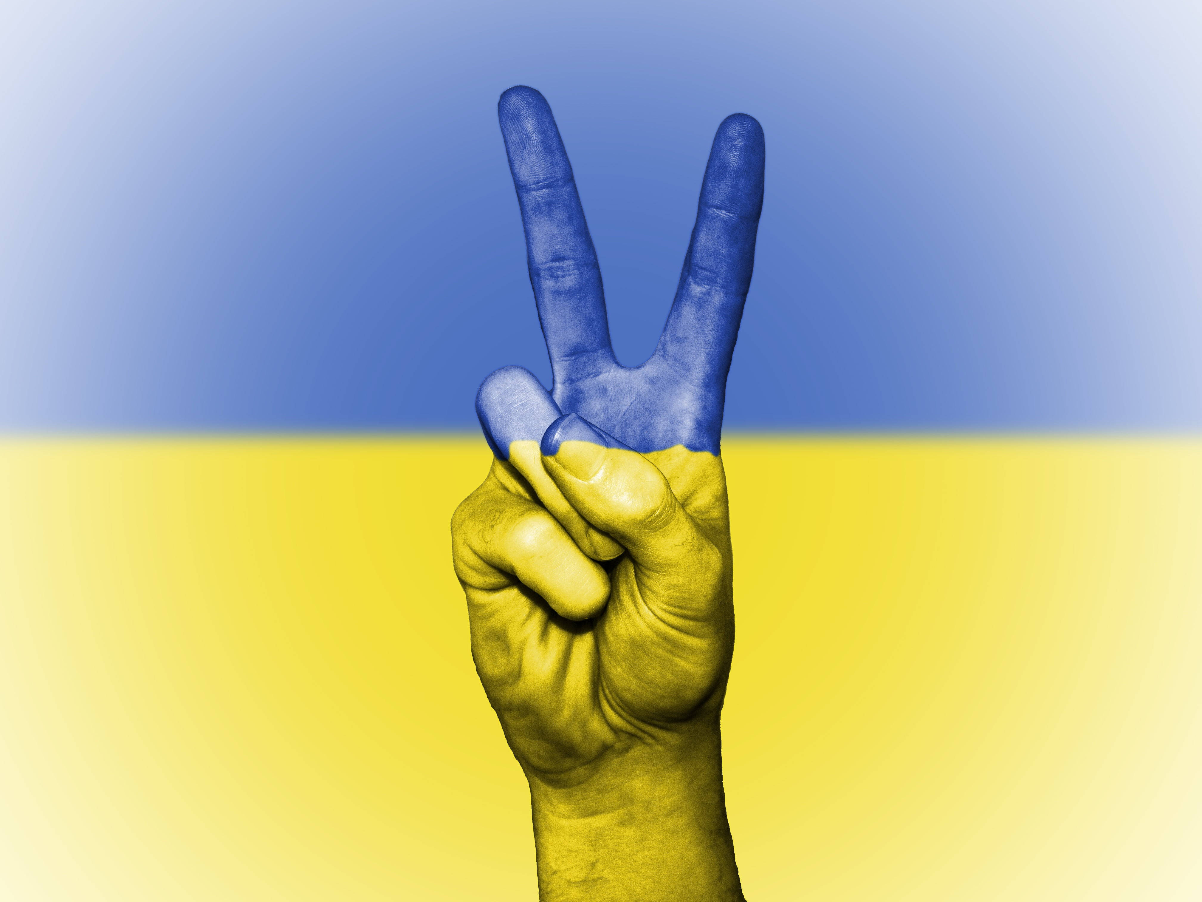Ukraine Flag, blue and yellow colors, peace sign, 4K Desktop Wallpaper