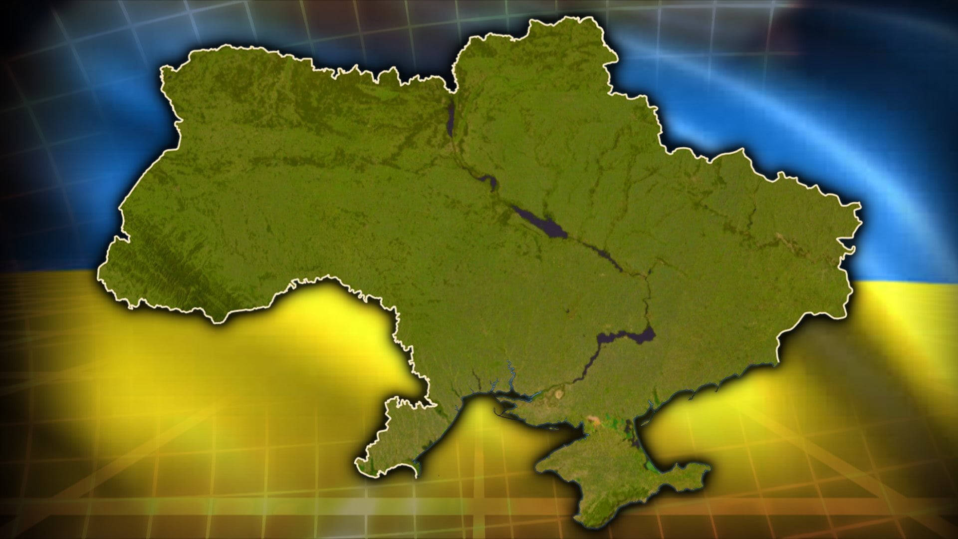 Ukraine, green outlined map of Ukraine, glowing blue and yellow background, Full HD Desktop Wallpaper