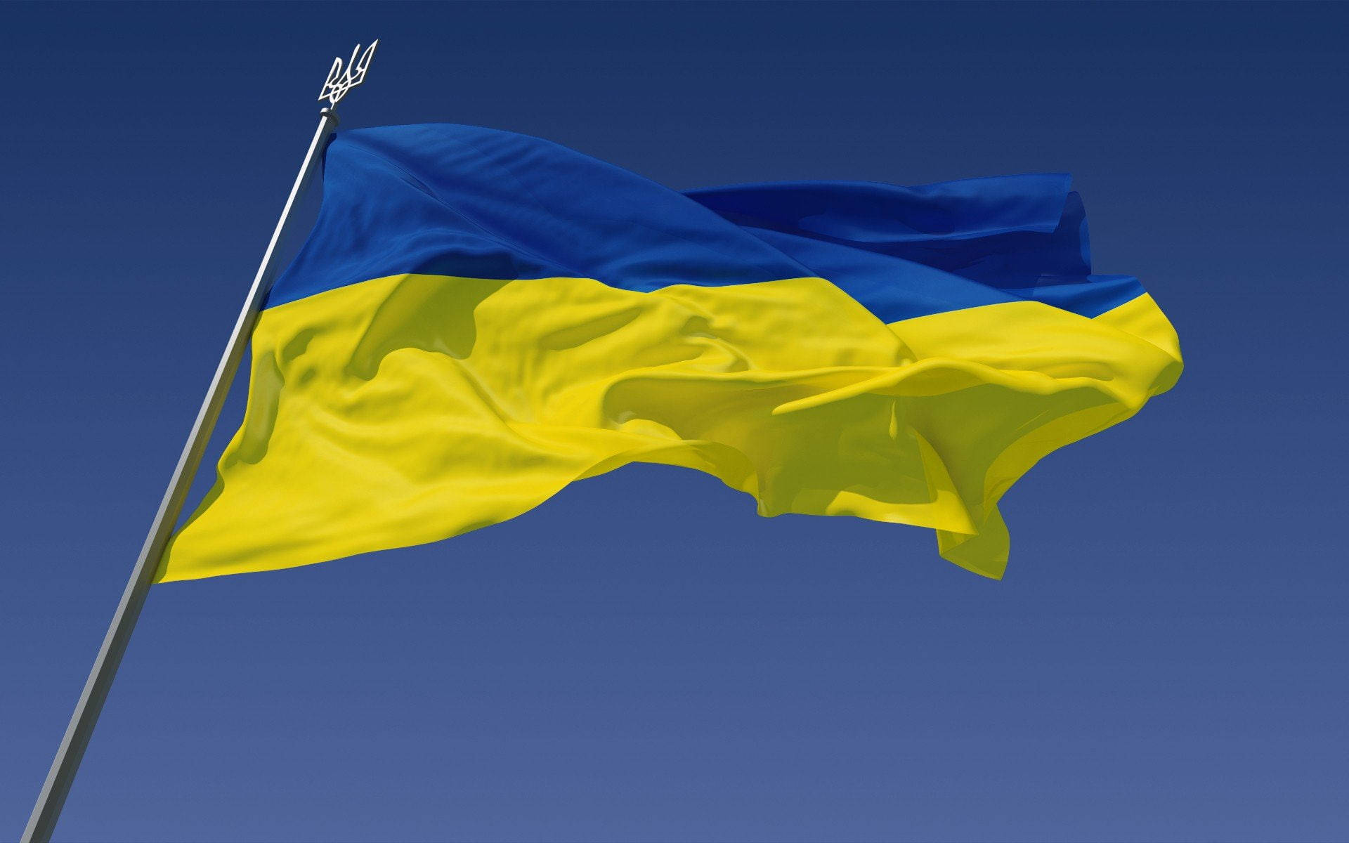 Ukraine flag, blue and yellow stripes, clear deep blue sky, Full HD Desktop Wallpaper