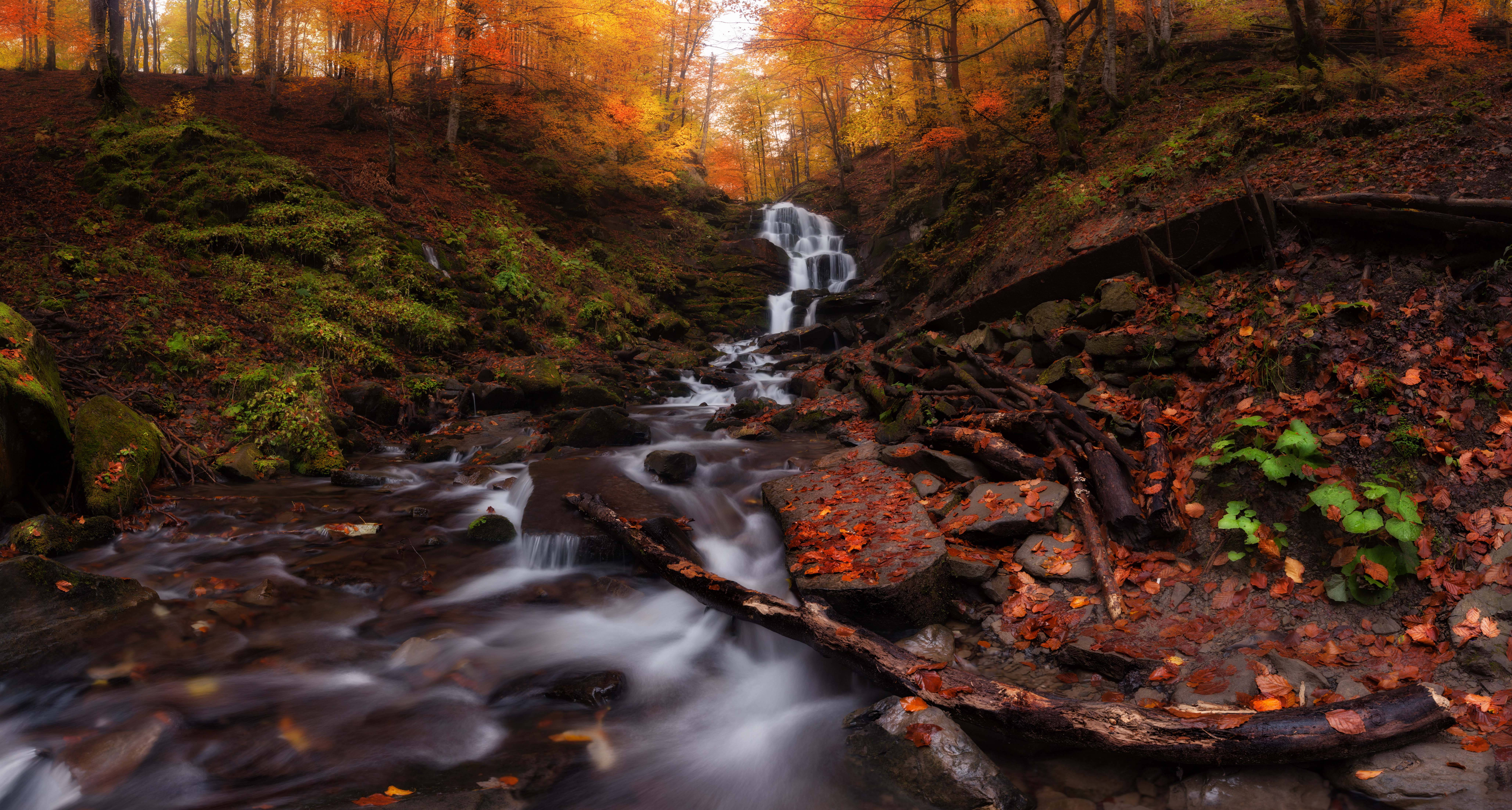 Ukraine, waterfall, autumn, 8K Desktop Wallpaper