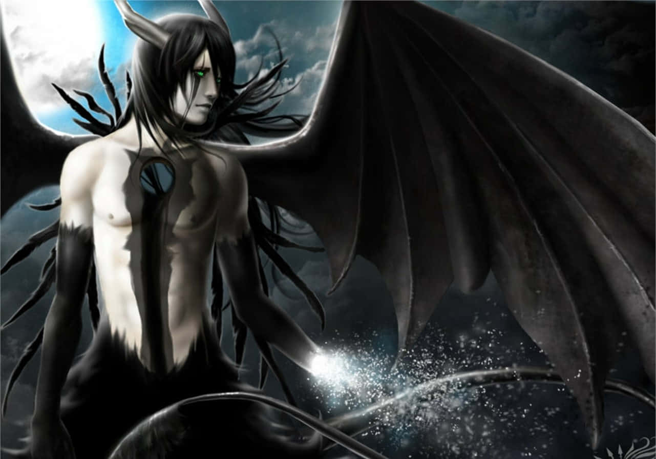Ulquiorra Cifer, glowing green eyes, black horns, HD Desktop Wallpaper
