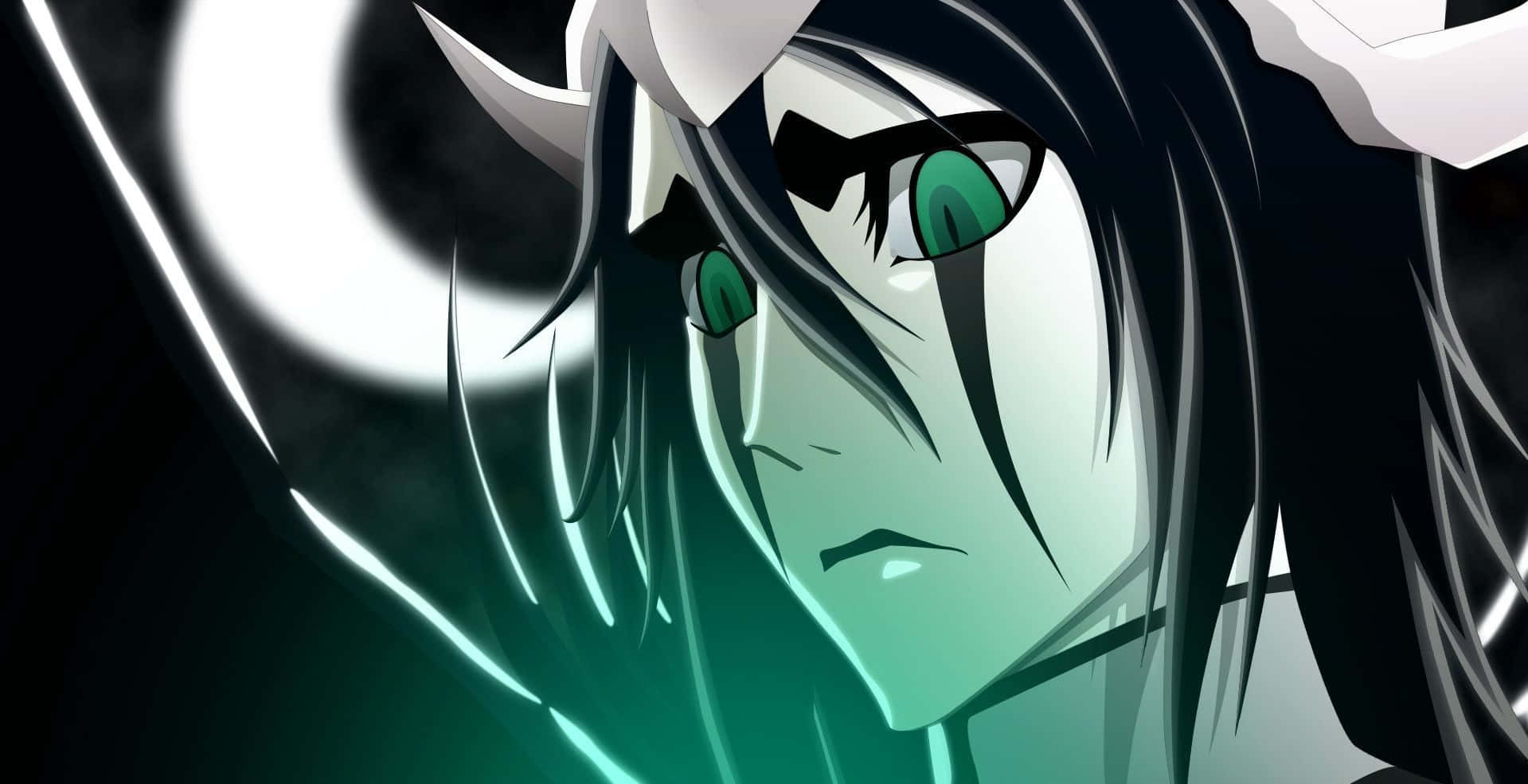 Ulquiorra Cifer, black and white Arrancar uniform, neon green energy, HD Desktop Wallpaper