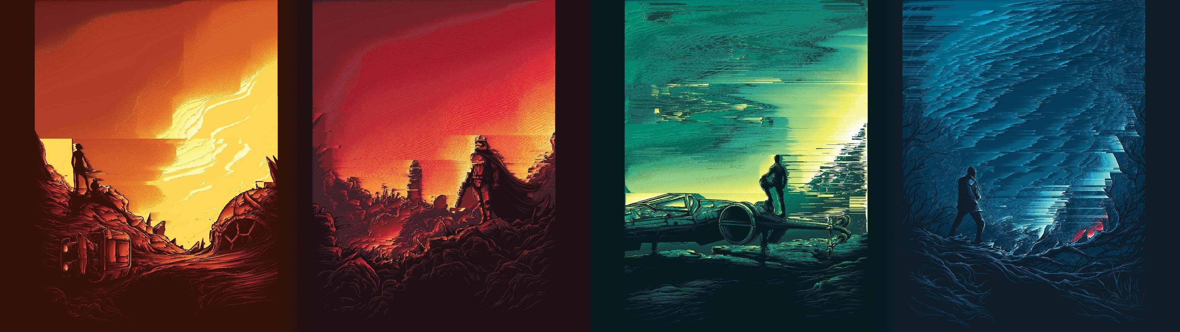 Ultra HD Dual Monitor, sci-fi landscapes, fiery skies, 4K Desktop Wallpaper