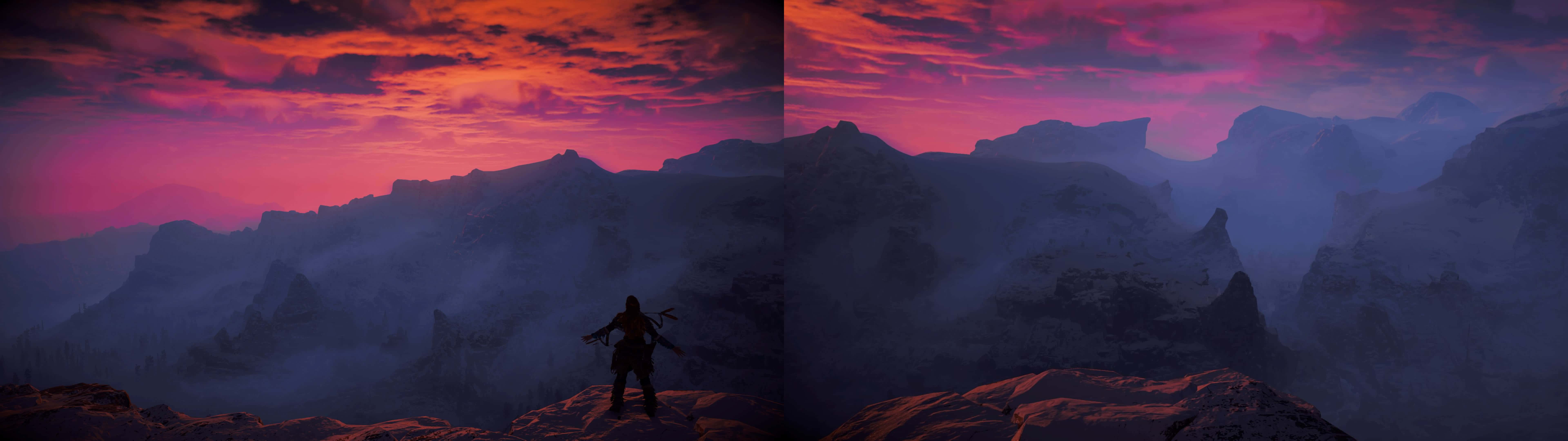Red orange Sky Mountain, fiery sunset, vivid reds and purples, 8K Desktop Wallpaper