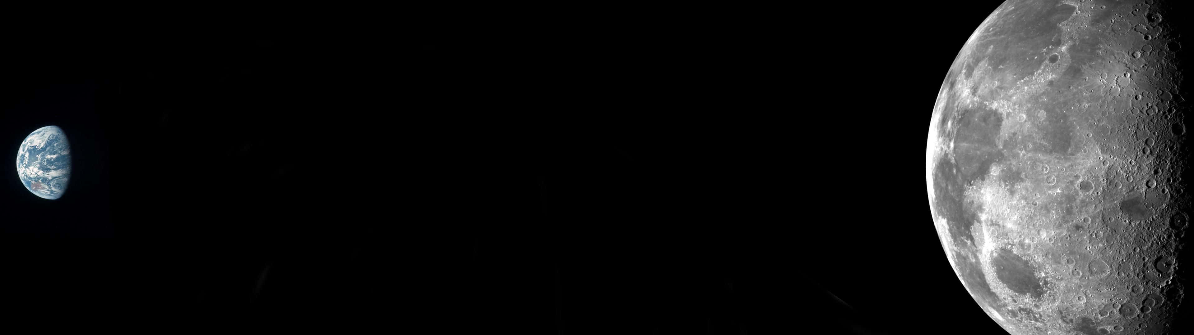Moon, Earth, black void, 4K Desktop Wallpaper