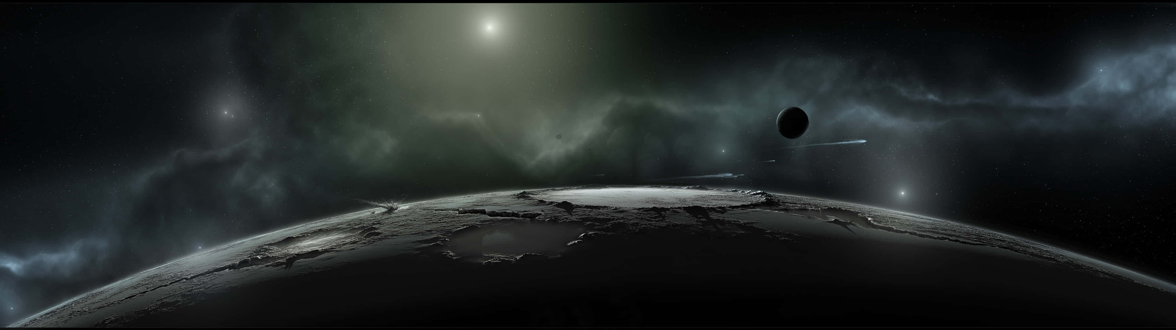 Ultra HD Dual Monitor, cosmic vista, alien planet, 4K Desktop Wallpaper