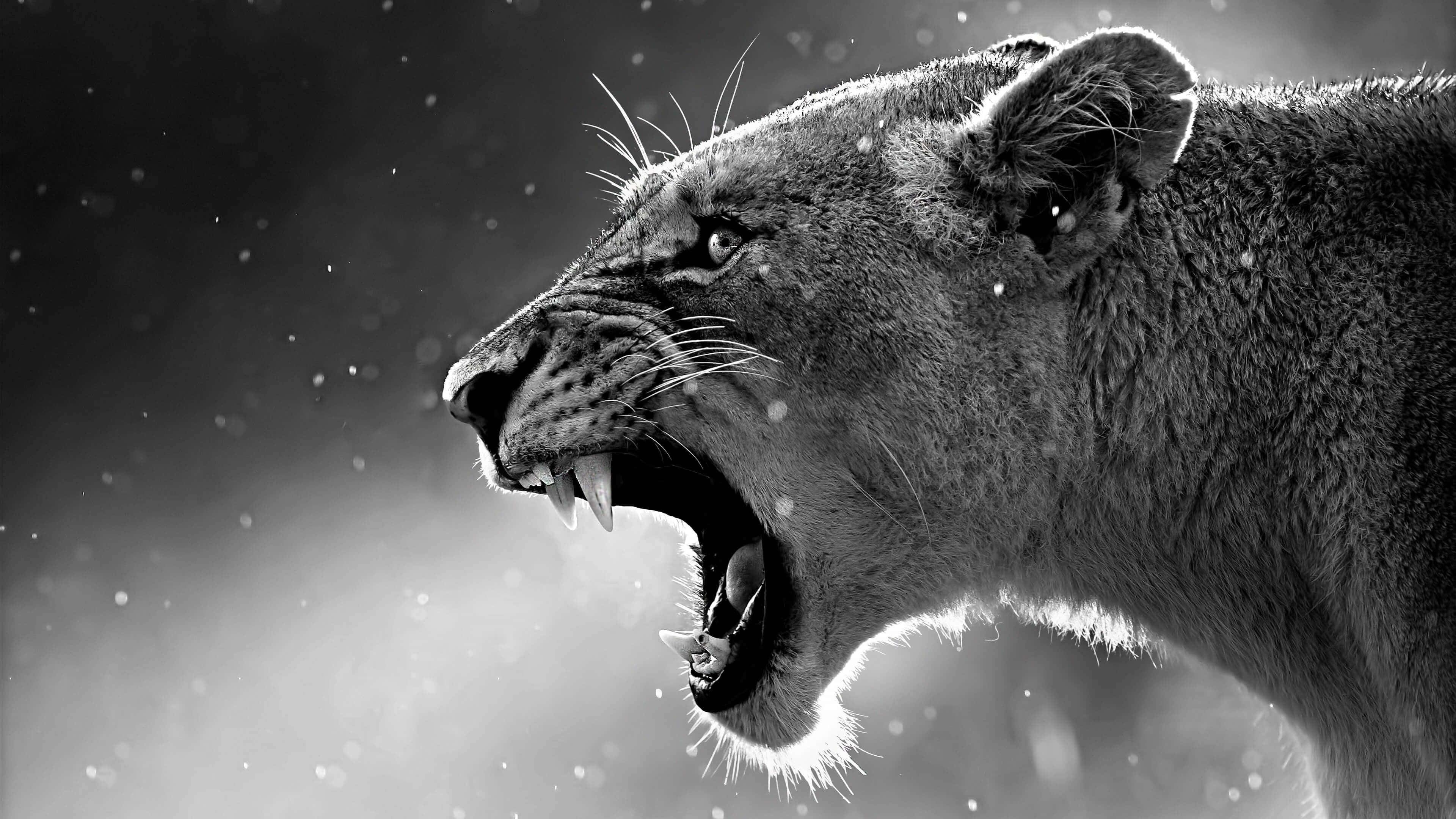 Ultra HD 3840 x 2160, lioness, black and white, 4K Desktop Wallpaper